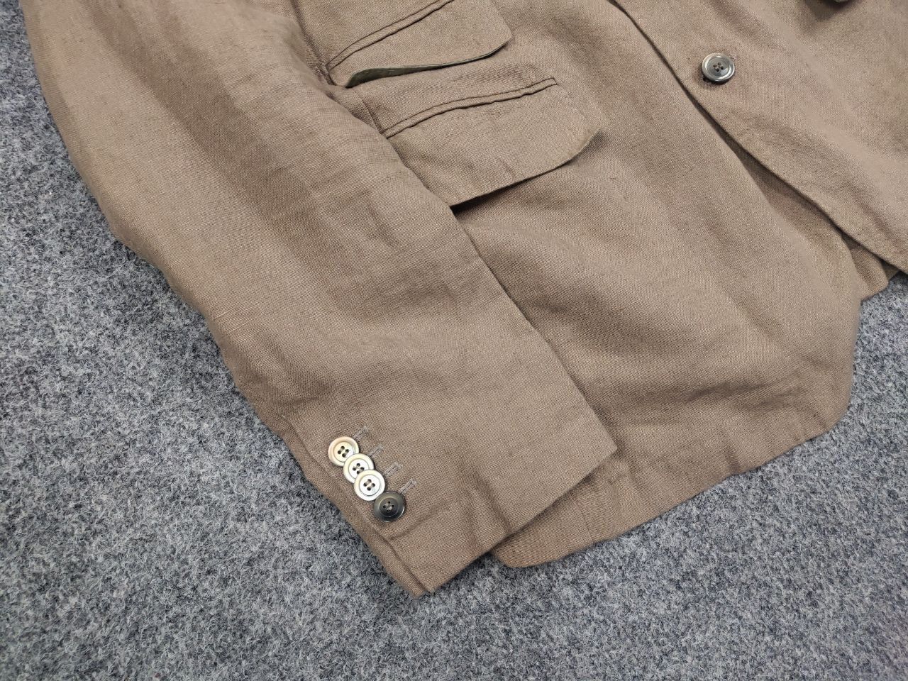 Japanese Brand Man by Carlos Castillo Design Beige Linen Mens Blazer Jacket Size US L / EU 52-54 / 3 - 6 Thumbnail