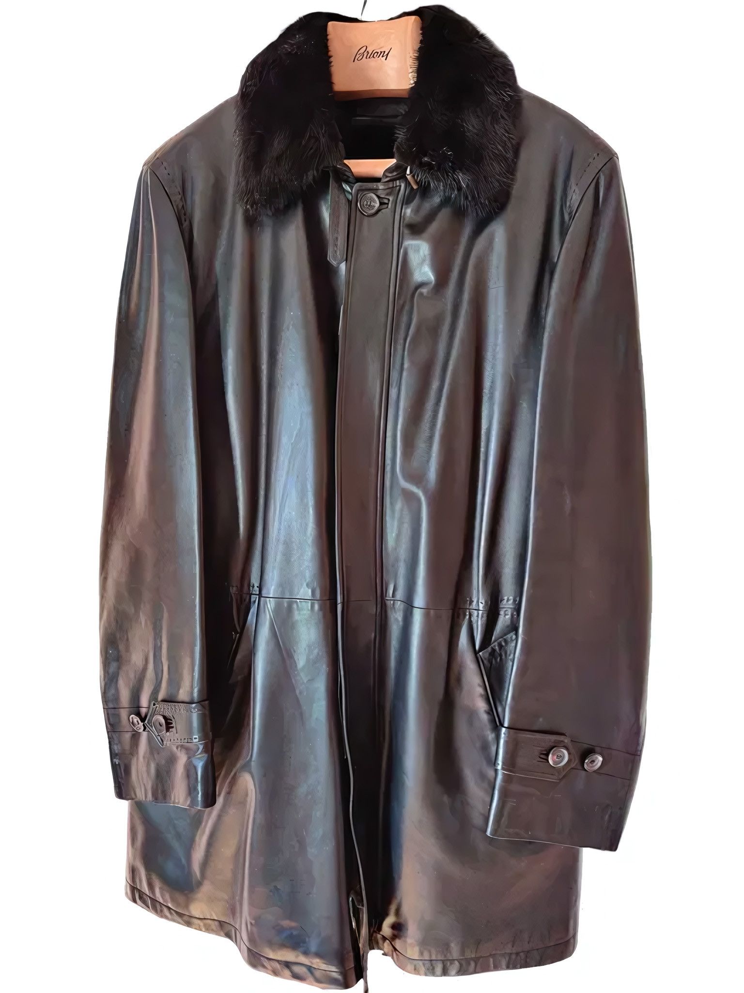 Brioni MINK FUR LEATHER COAT Size US M / EU 48-50 / 2 - 1 Thumbnail