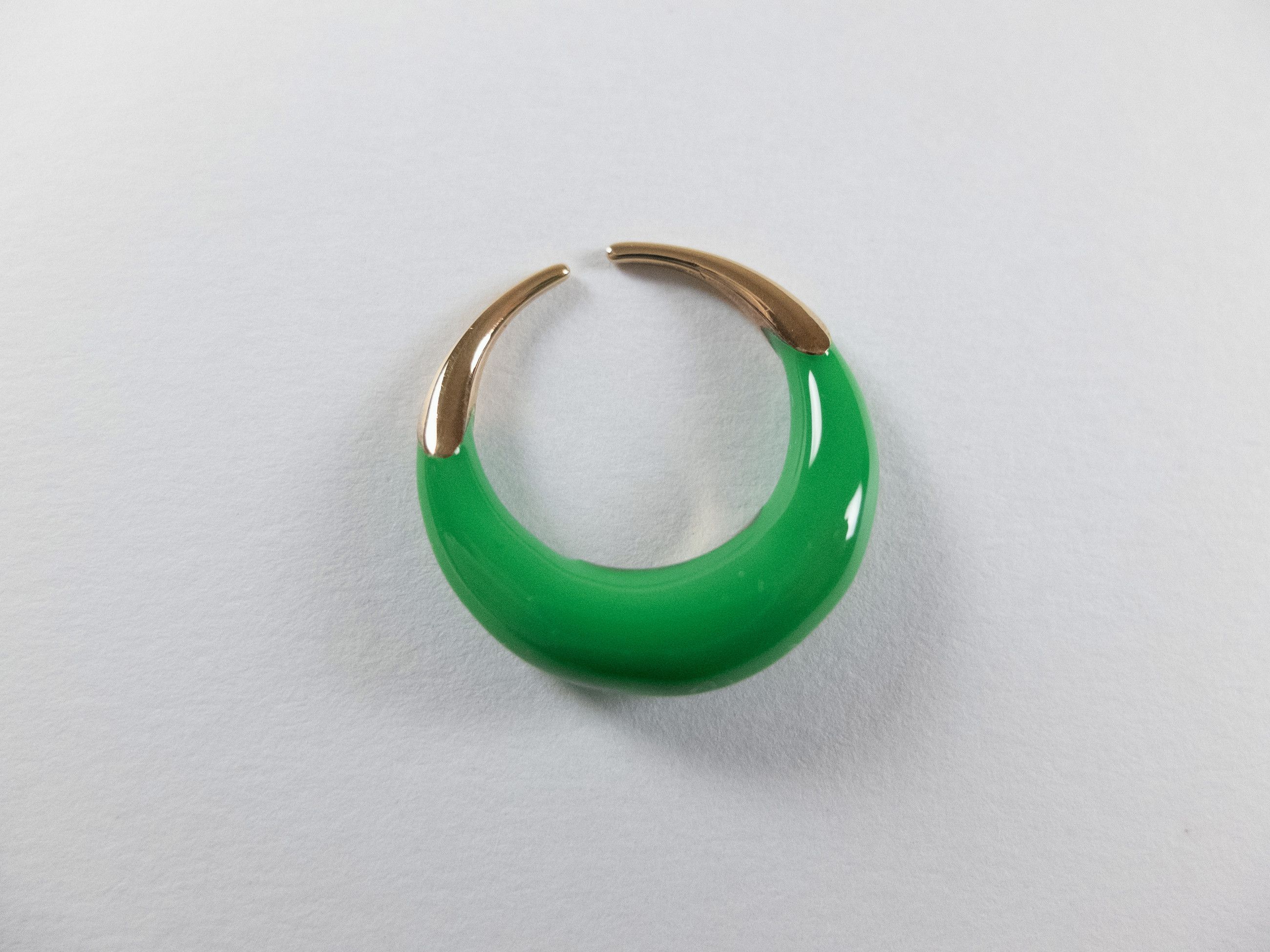 Bottega Veneta BOTTEGA VENETA Spine green sculptural silver ring 6 13 q Size ONE SIZE - 4 Thumbnail