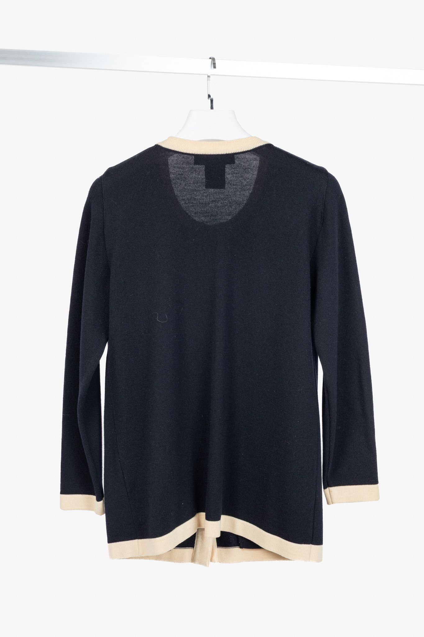 Escada Escada by Margaretha Ley Navy Wool-Knit Bow Button Cardigan Size S / US 4 / IT 40 - 2 Thumbnail