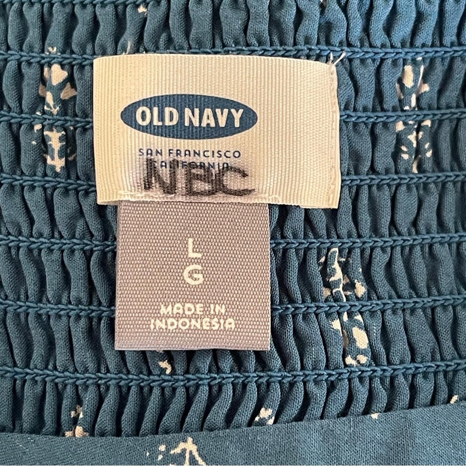 Old Navy Old Navy Teal Blue Printed Smocked Top Size L / US 10 / IT 46 - 5 Thumbnail