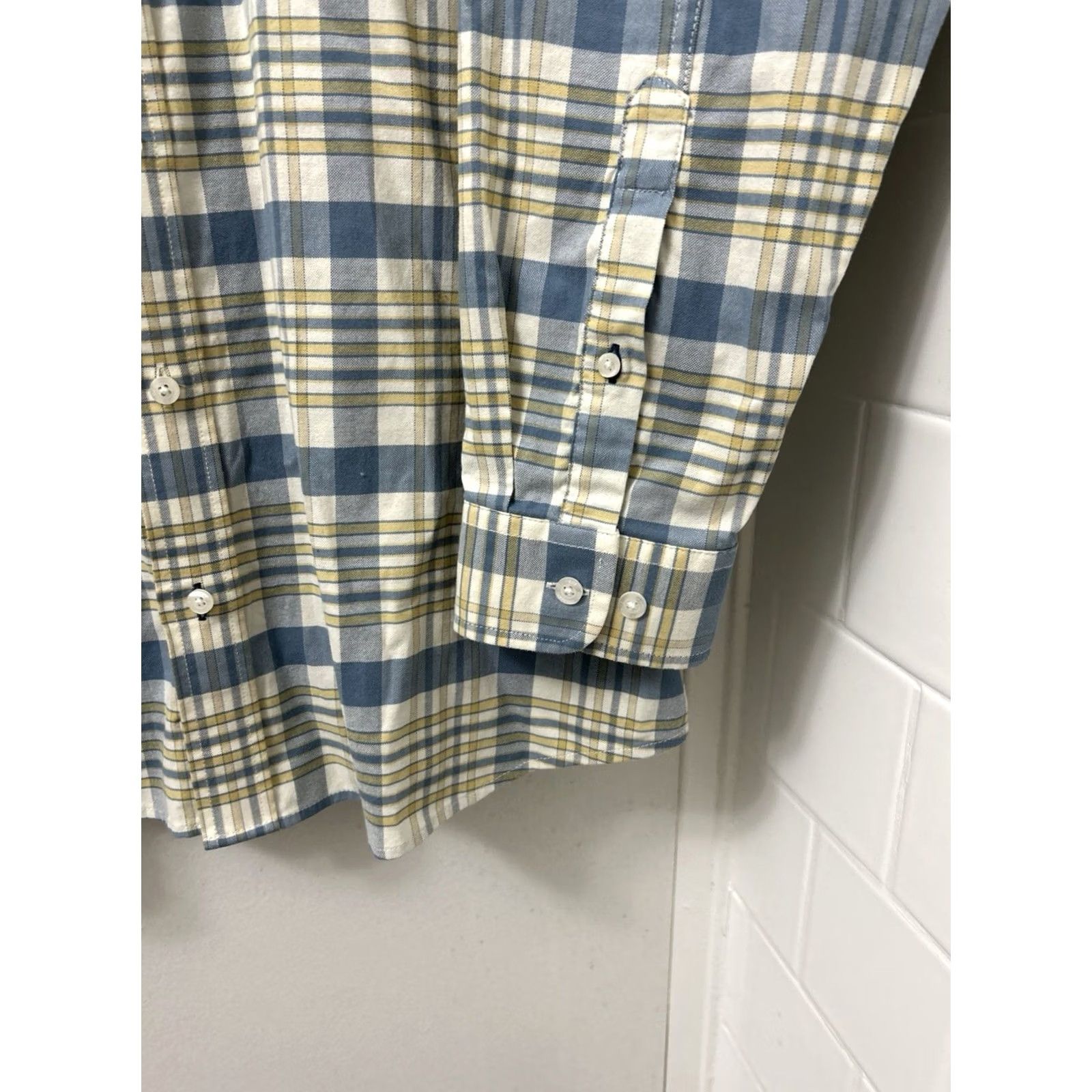 Vintage LL Bean Comfort Stretch Oxford Shirt Mens L Tall Blue Plaid Traditional Button-Up Size US L / EU 52-54 / 3 - 6 Thumbnail