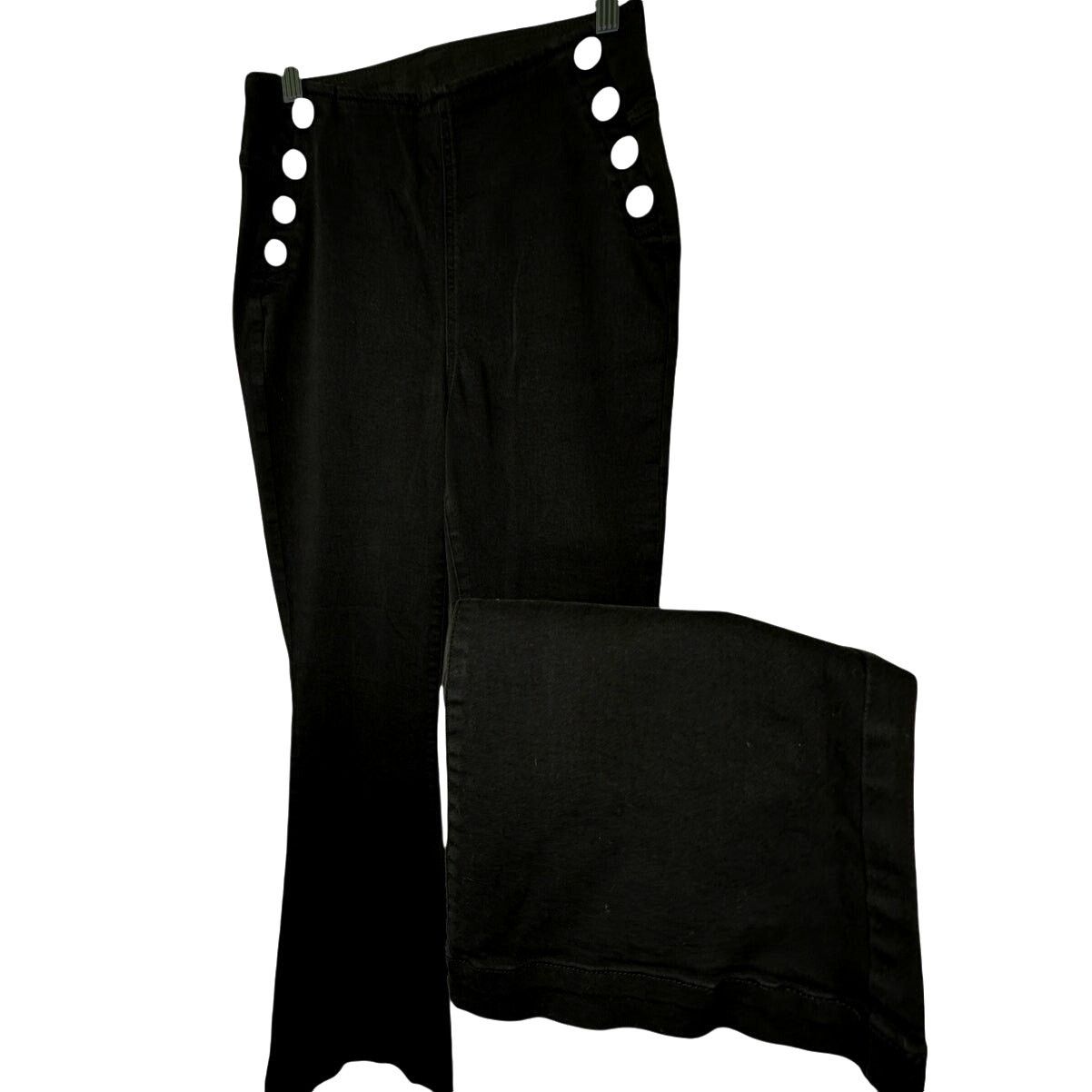 I.N.C I.N.C. Black Pull On Sailor Button High Rise Flare Jeans 6 Size 28" / US 6 / IT 42 - 4 Thumbnail