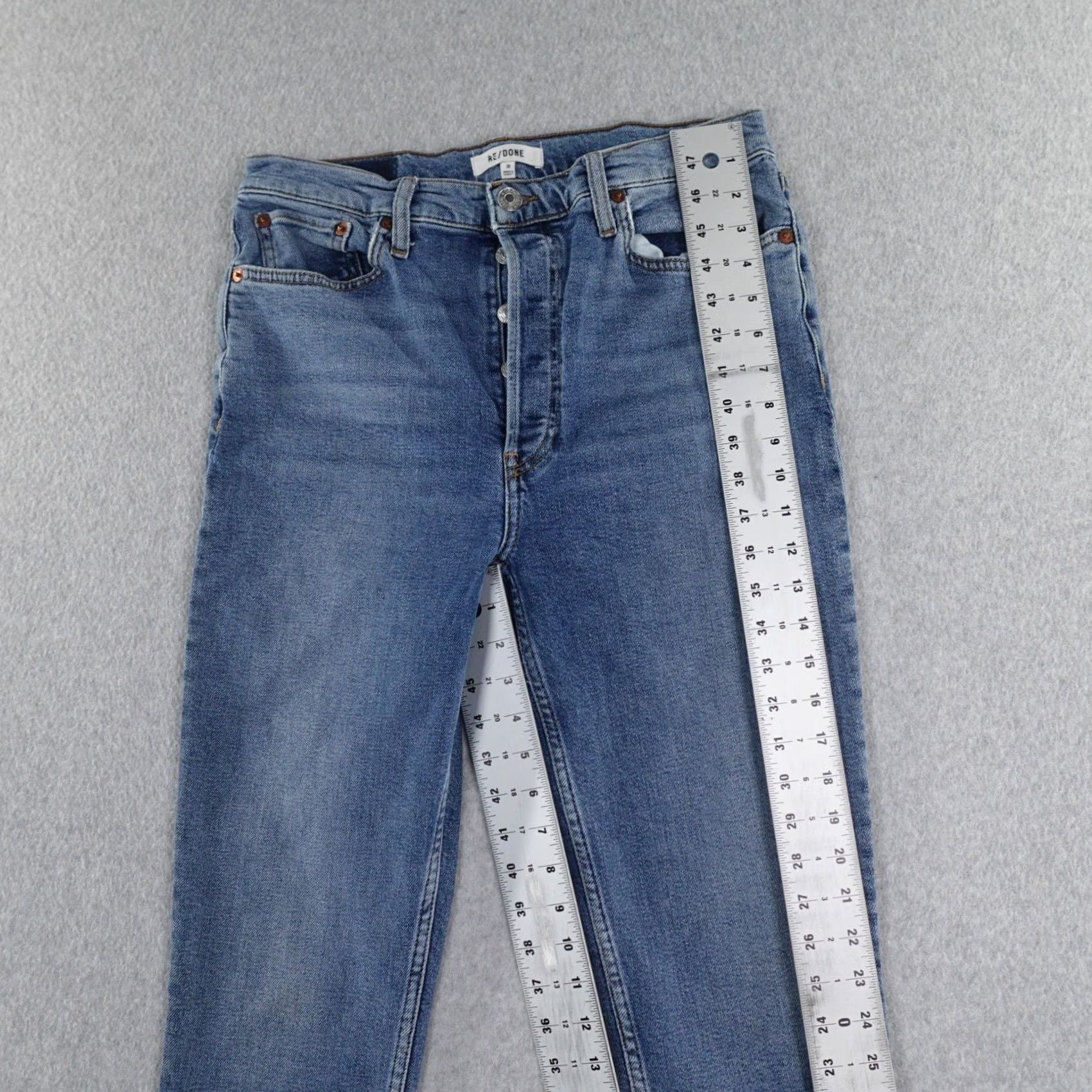 RE/DONE RE/DONE Jeans Womens 30 (30X26) Denim Indigo Blue High Rise Ankle Cropped Jeans Woman 90s Style Jeans Womens Men? Size 30" / US 8 / IT 44 - 6 Thumbnail