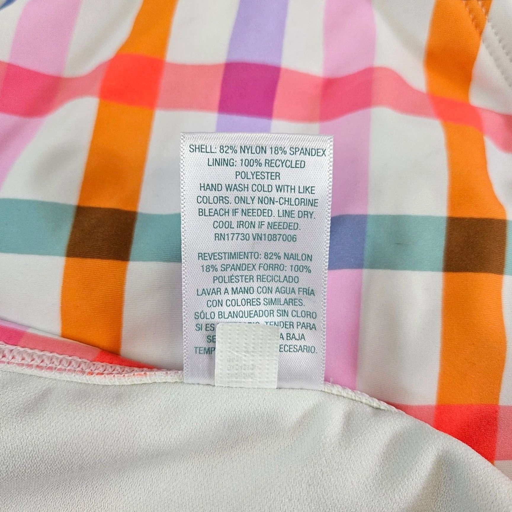 Vintage Kona Sol Womens Bikini Bottom Sz Large High Waist Plaid Pink Orange Size 36" / US 14 / IT 50 - 4 Thumbnail