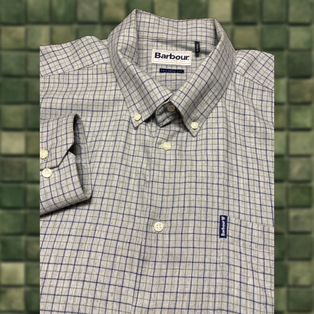 Barbour Barbour Shirt Mens 2XL Gray Multi Plaid Tailored Fit Long Sleeve Button Down Brushed Cotton Size US XXL / EU 58 / 5 - 1 Thumbnail