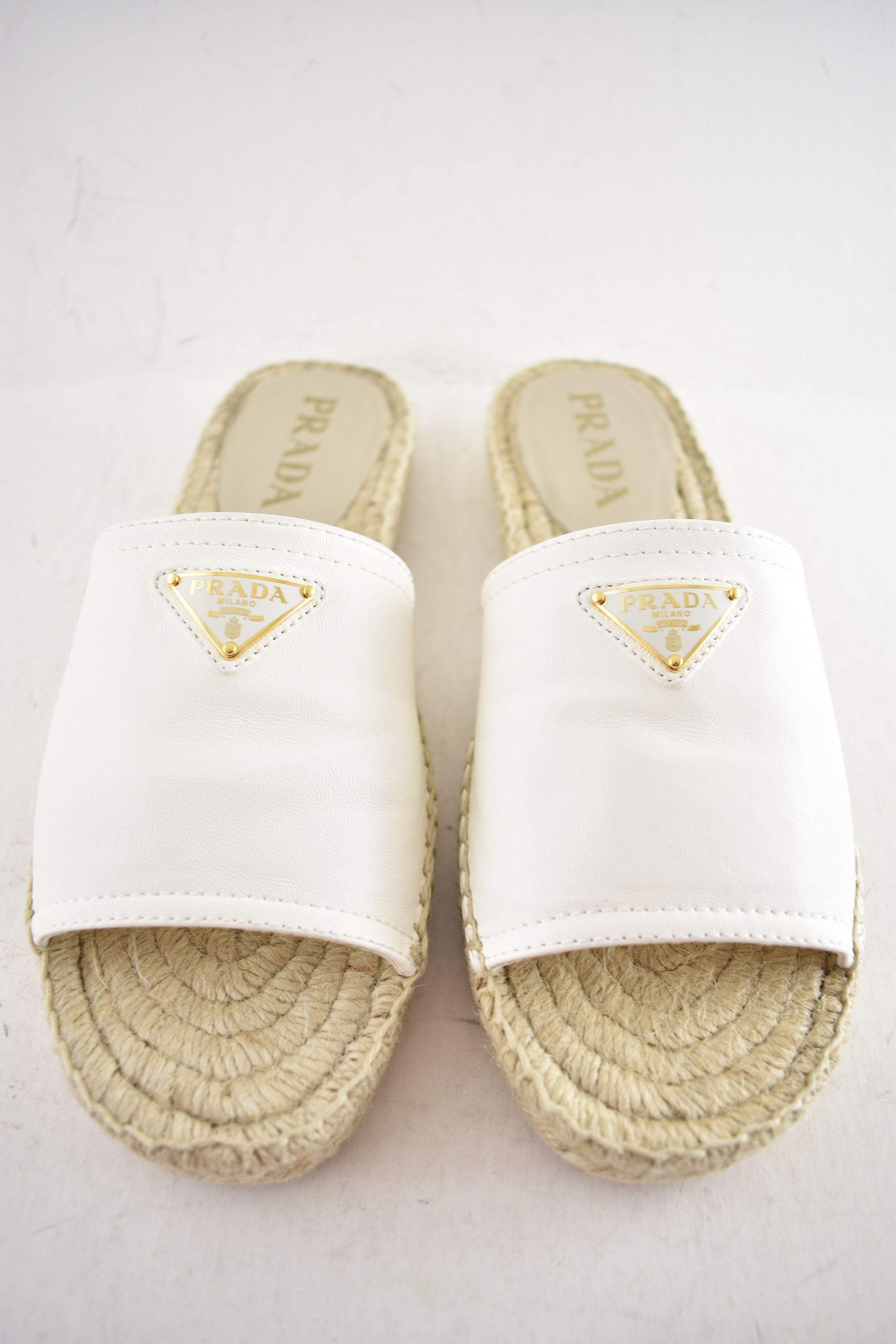 Prada Prada Triangle Logo Leather Espadrille Slide Sandal Flat 37 Size US 7 / IT 37 - 3 Thumbnail