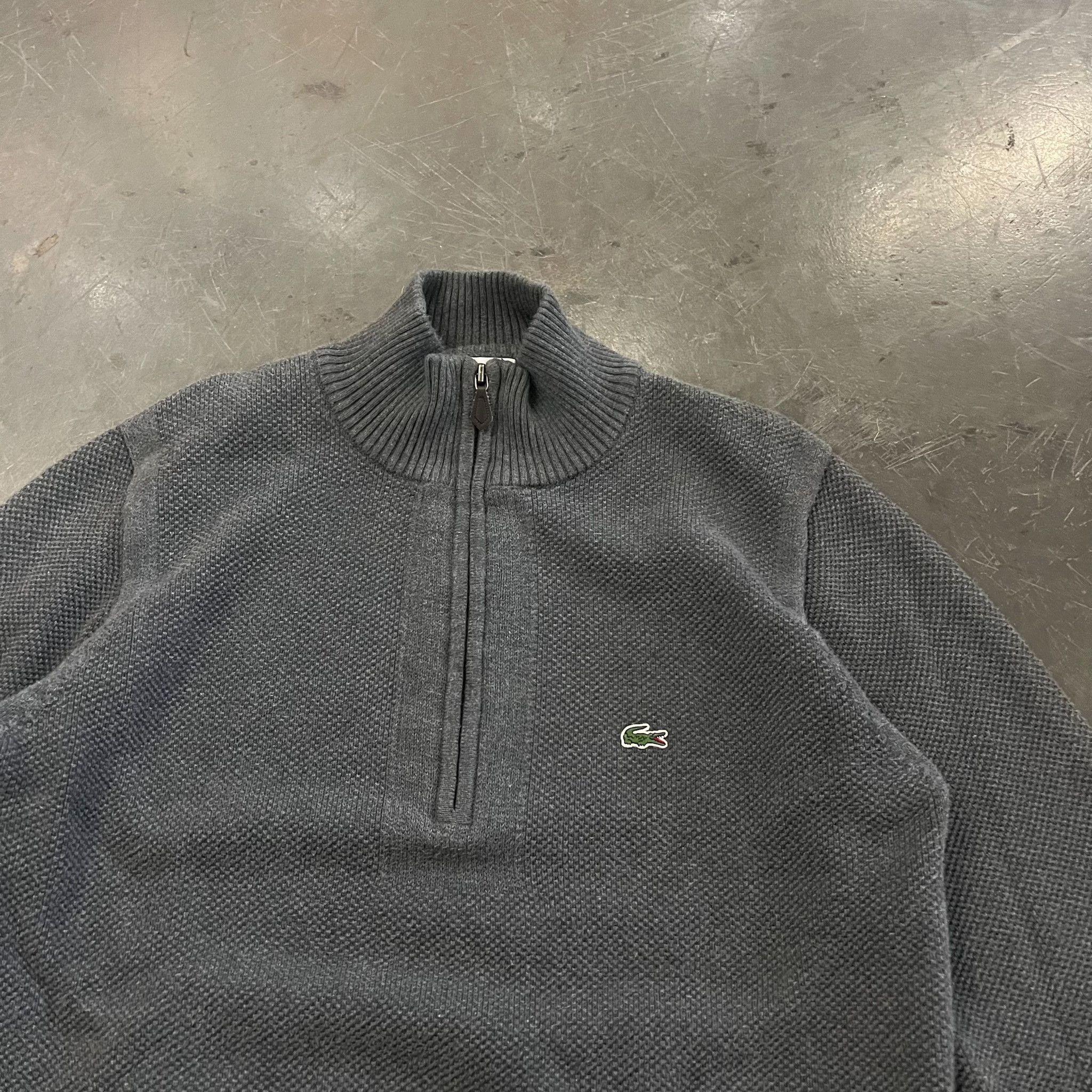 Lacoste Lacoste Knit Quarter Zip Grey • Size 5 (large) Size US L / EU 52-54 / 3 - 5 Thumbnail