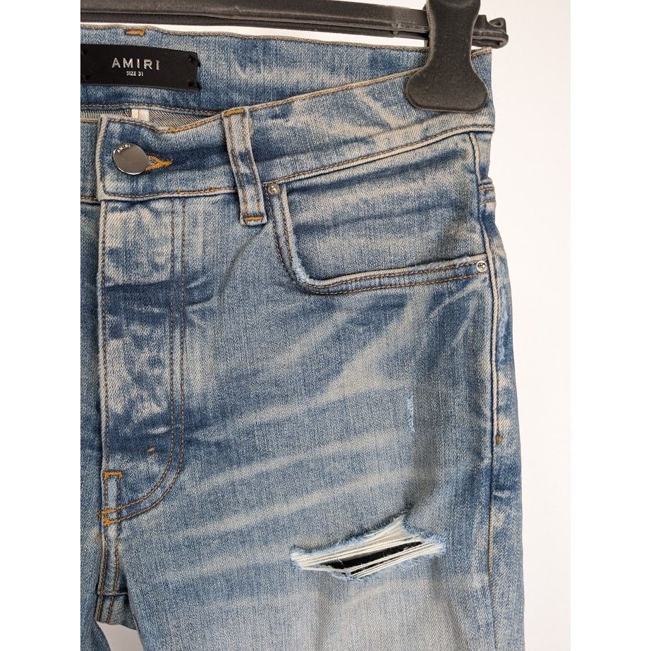 Amiri o1rshd1 Vintage Bandana Artpatch Jeans in Clay Indigo Size US 31 - 10 Thumbnail