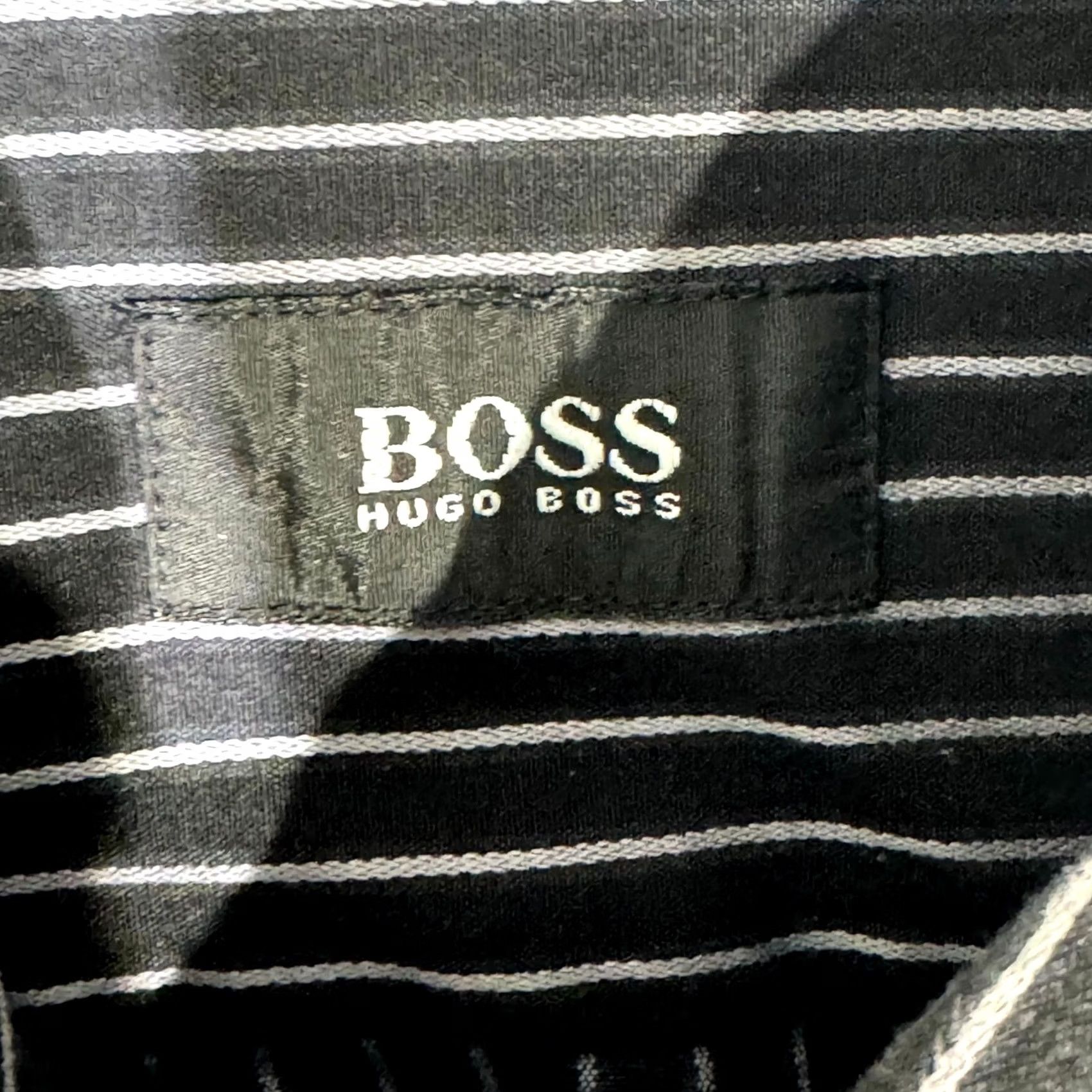 Hugo Boss HUGO BOSS Dress Shirt 17 (34/35 Sleeve) Black Pinstripe Long Sleeve Button-Up Shirt Mens Dress Shirt Size 46R - 7 Thumbnail