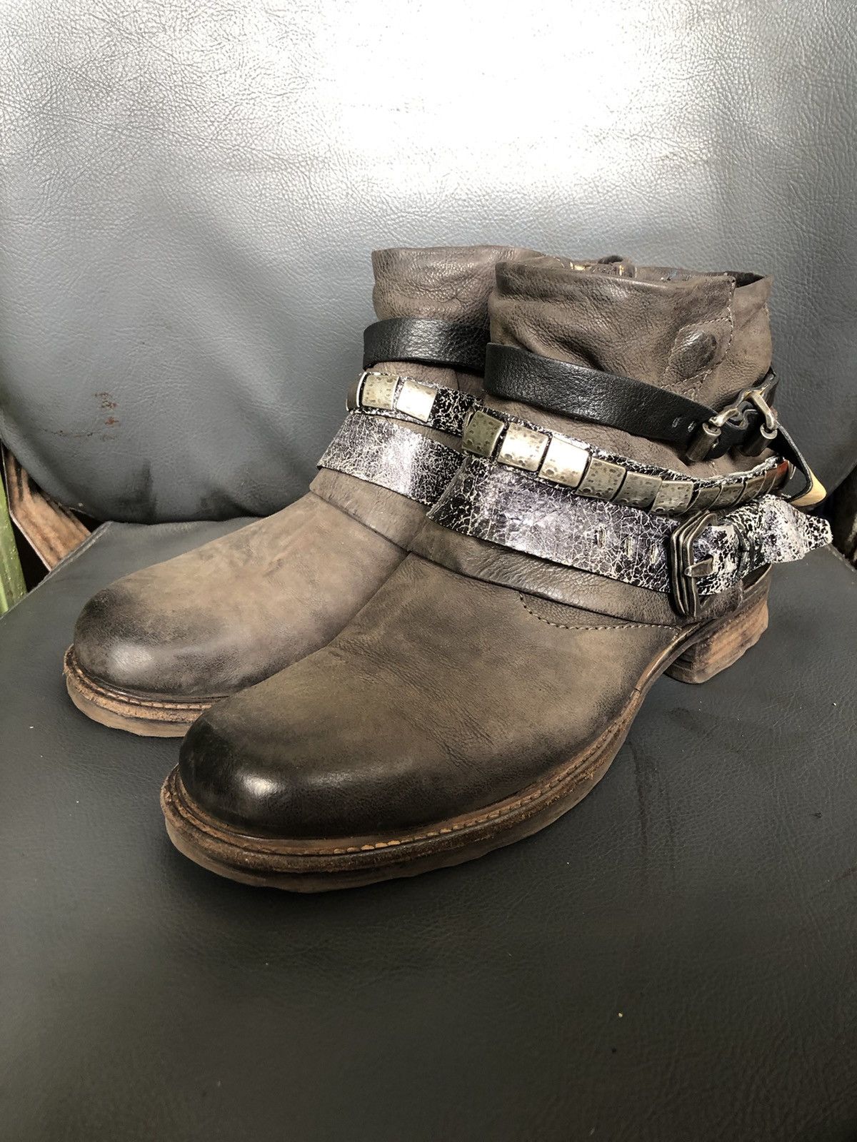 A.S 98 Grey Clafskin Leather Women’s Boots Size 41