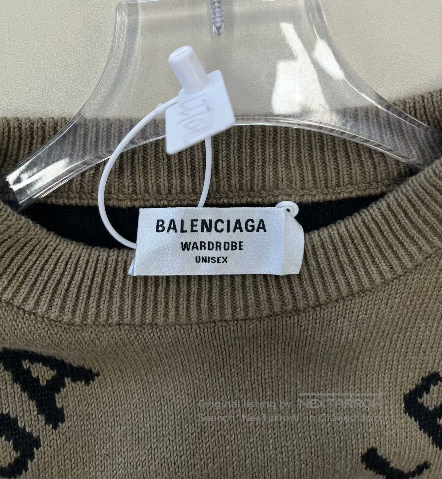 Balenciaga Balenciaga Light brown full print logo knitted sweater| Size US XS / EU 42 / 0 - 3 Thumbnail