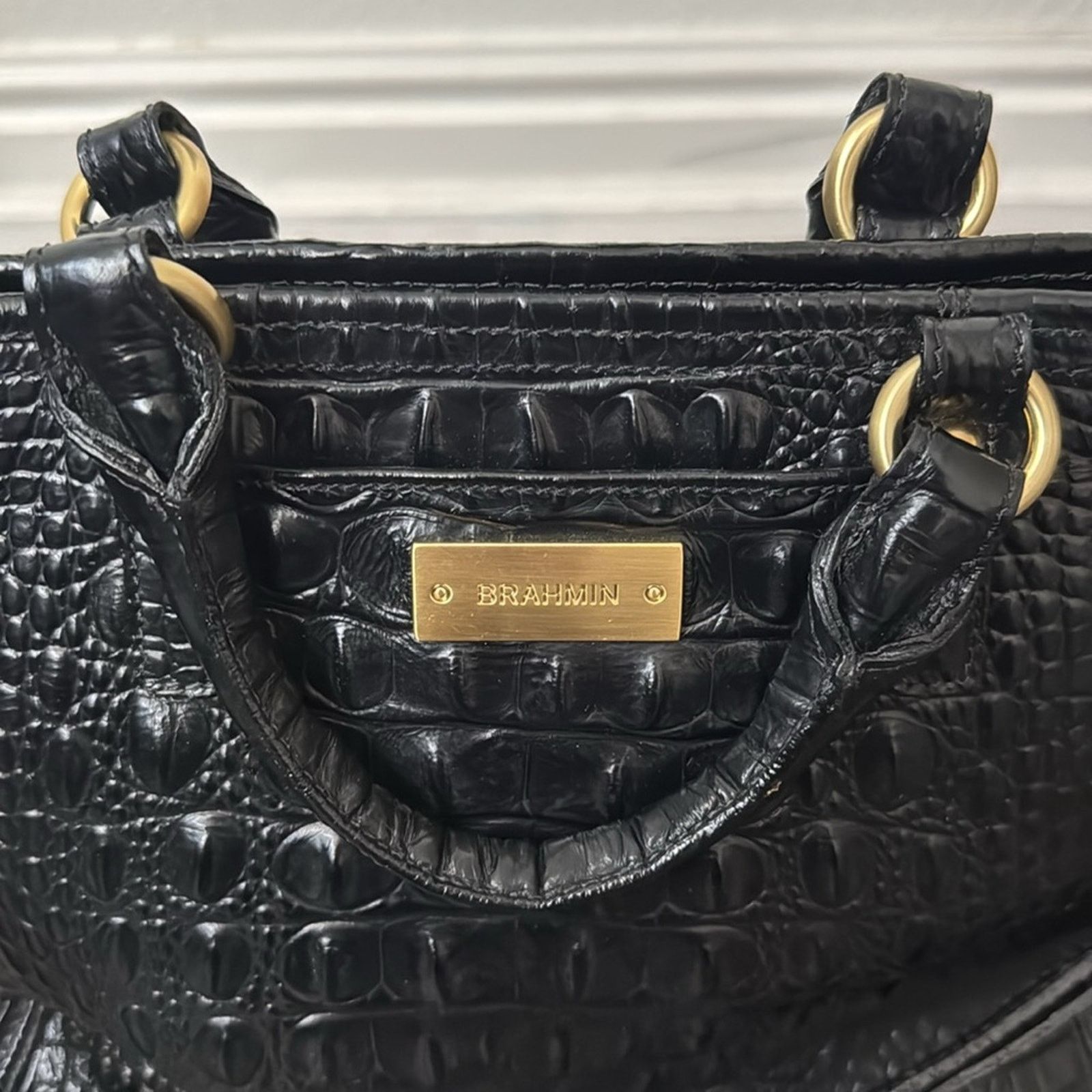 BRAHMIN Brahmin Medium Arno Black Crocodile Embossed Women's Bag Size ONE SIZE - 2 Thumbnail