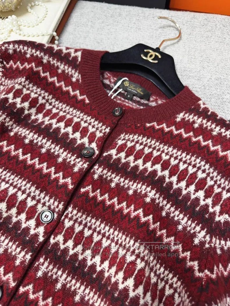 Loro Piana Loro Piana Holiday Limited Wine Red Fair Isle Knit Wool an Size S / US 4 / IT 40 - 9 Thumbnail