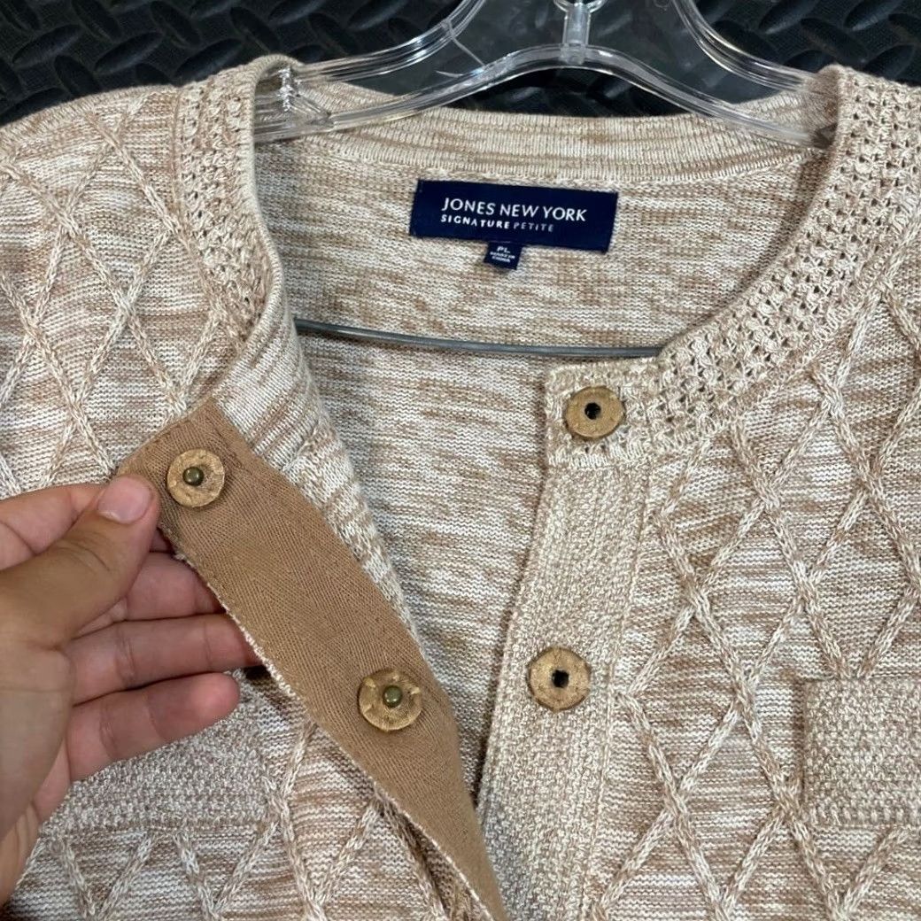 Jones New York Jones New York Sweater Cardigan PL Light Brown Heather Button Up Light Weight Womens Size L / US 10 / IT 46 - 3 Thumbnail