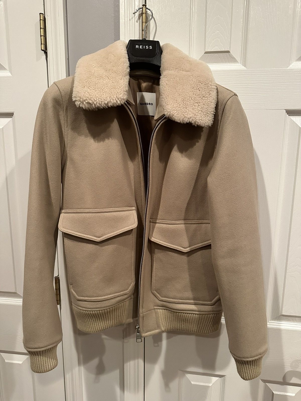 Sandro Sandro Beige Shearling Jacket Grailed
