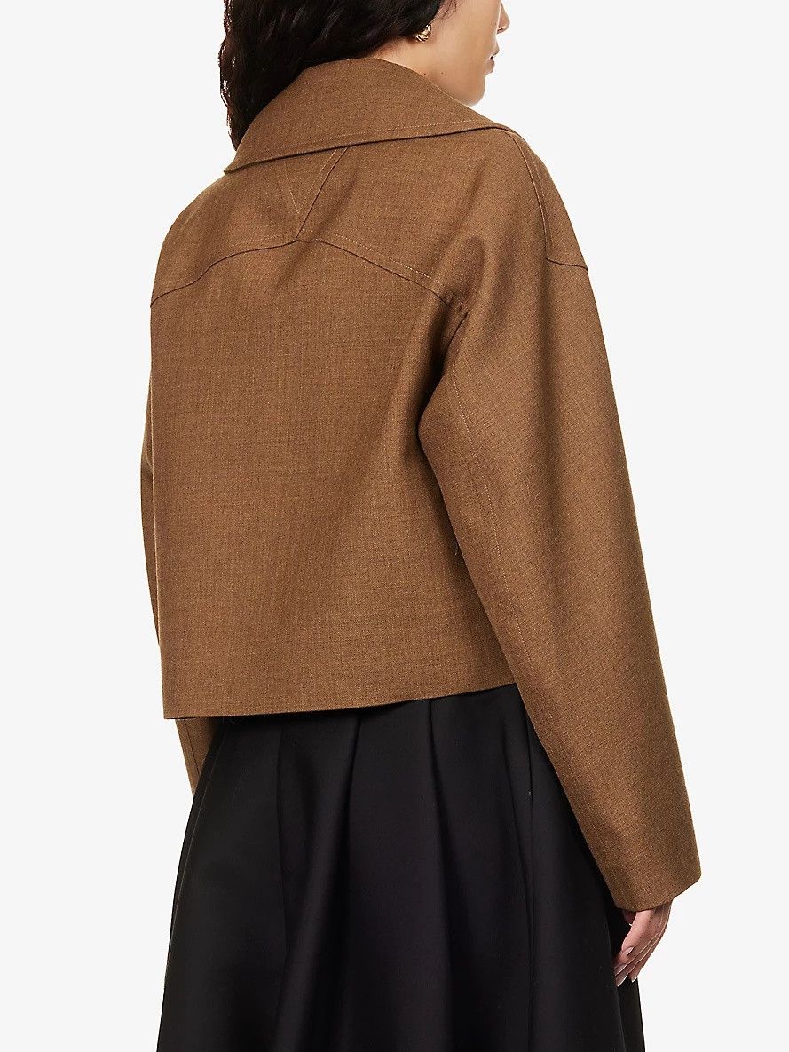 Bottega Veneta o1n1vont0325 Structured Split Wool Blouson Jacket in Brown Size M / US 6-8 / IT 42-44 - 5 Thumbnail