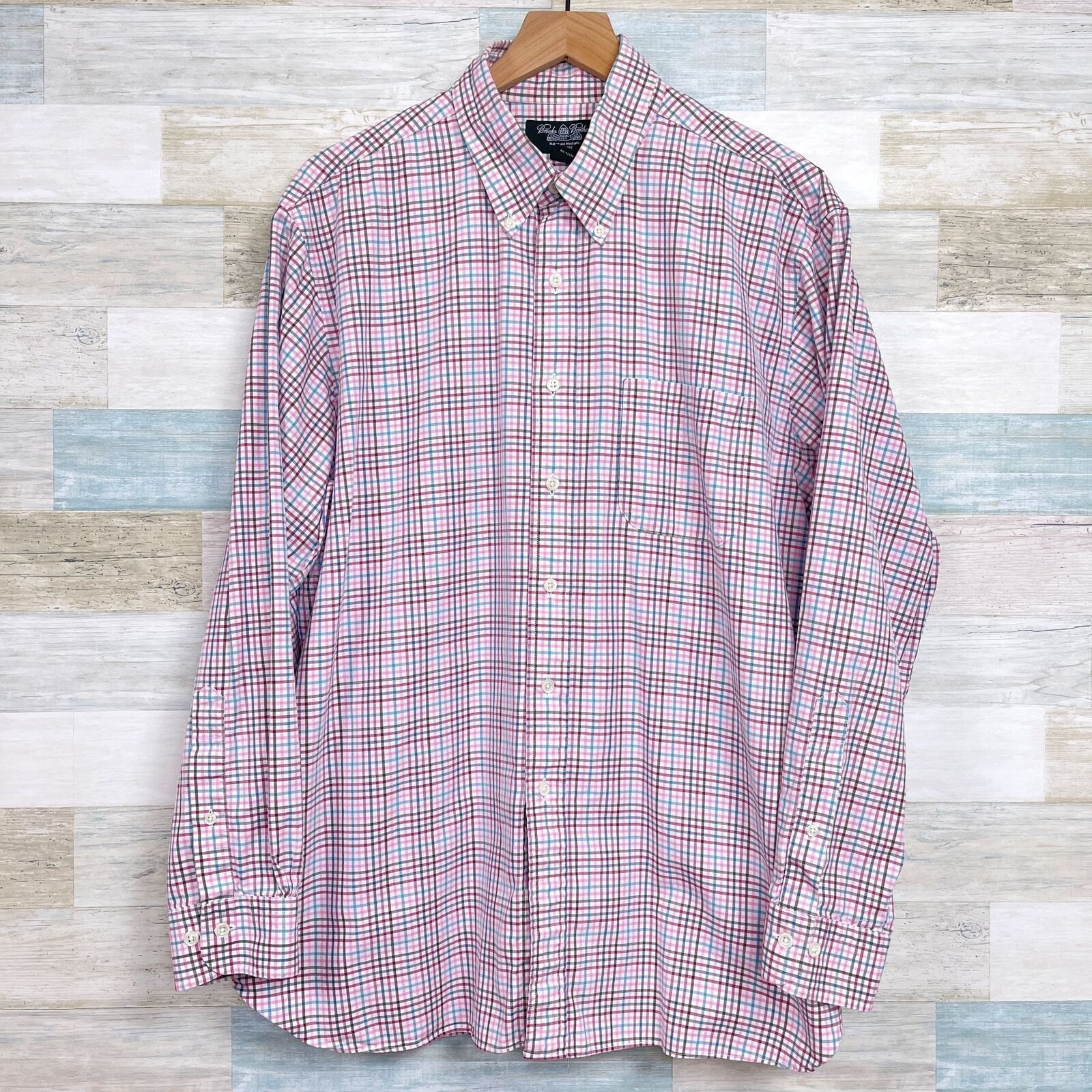 Brooks Brothers Brooks Brothers Country Club Button Shirt Pink Gingham XL Size US XL / EU 56 / 4 - 1 Thumbnail