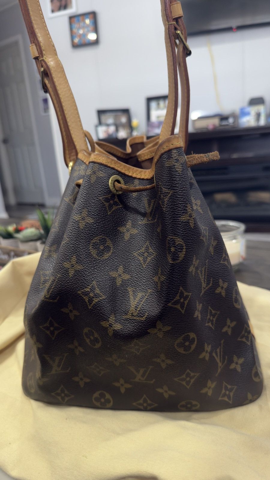 Louis Vuitton Louis Vuitton Noé Monogram Bucket Bag (Brown Leather Trim) Size ONE SIZE - 7 Thumbnail