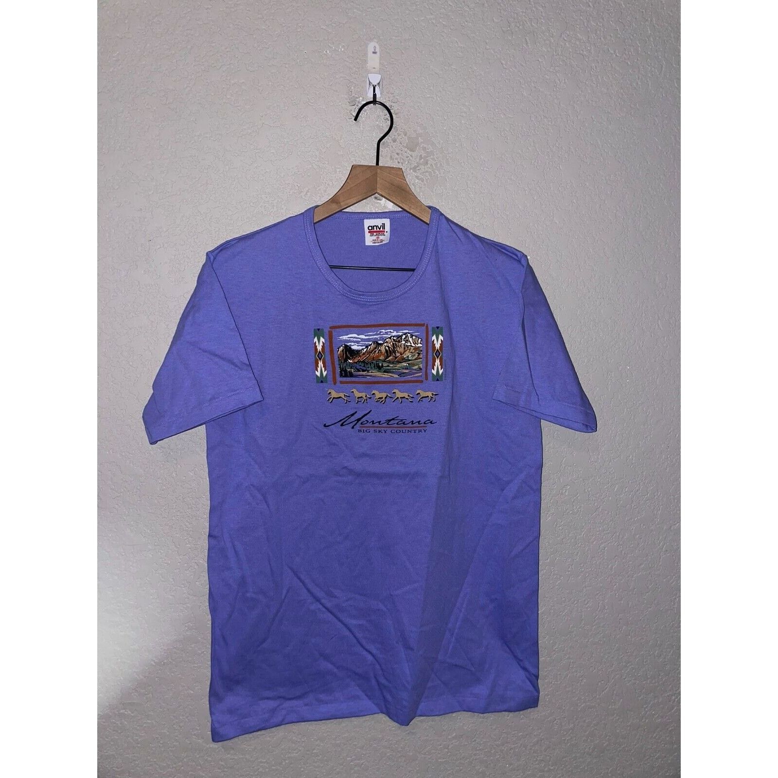 Anvil Womens Montana Big Sky Country Shirt Horse Nature Top Tee Size M / US 6-8 / IT 42-44 - 1 Thumbnail