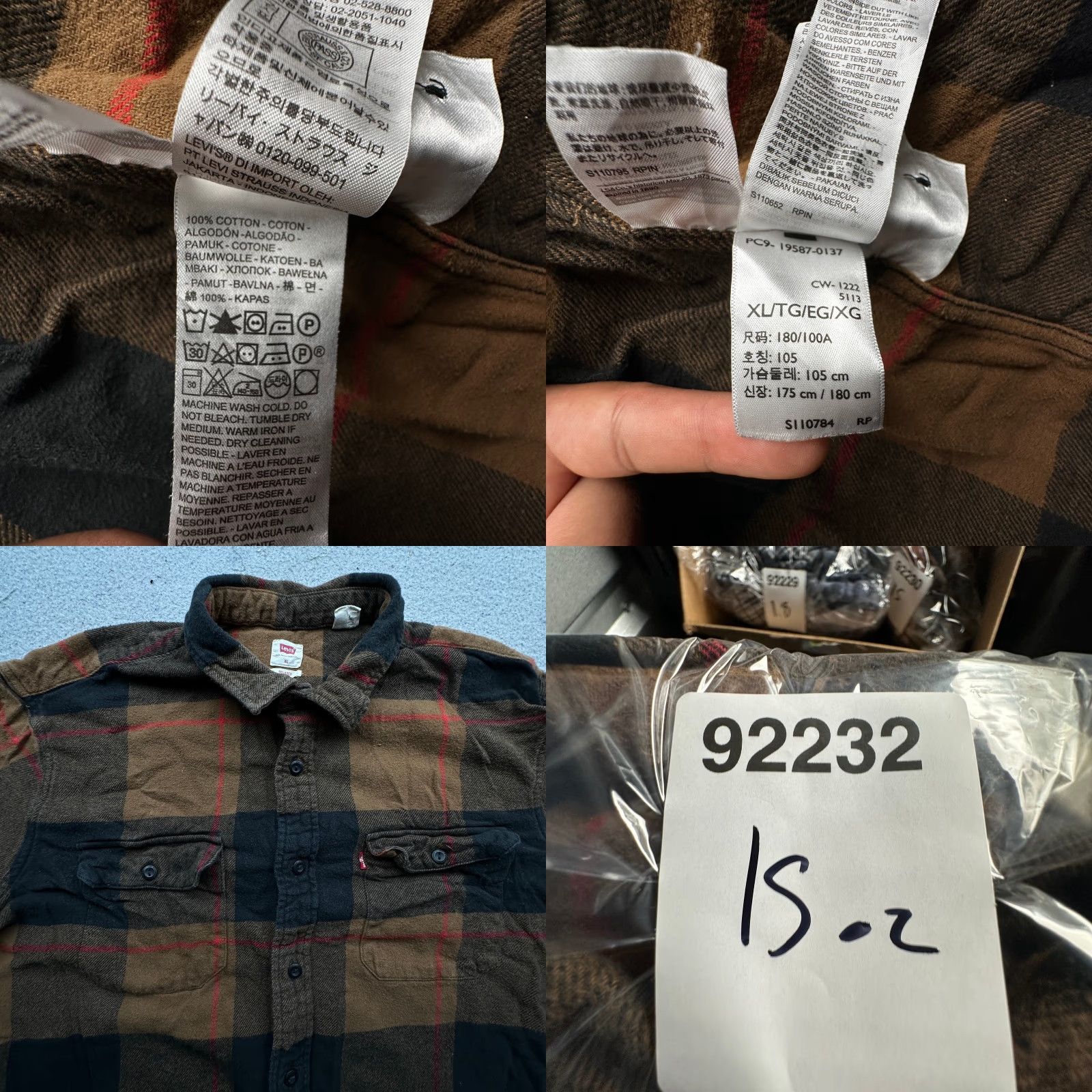 Levi's Levis Classic Worker Overshirt Godlisch Flannel Men XL Long Sleeve Pocket Brown Plaid Size US XL / EU 56 / 4 - 8 Thumbnail