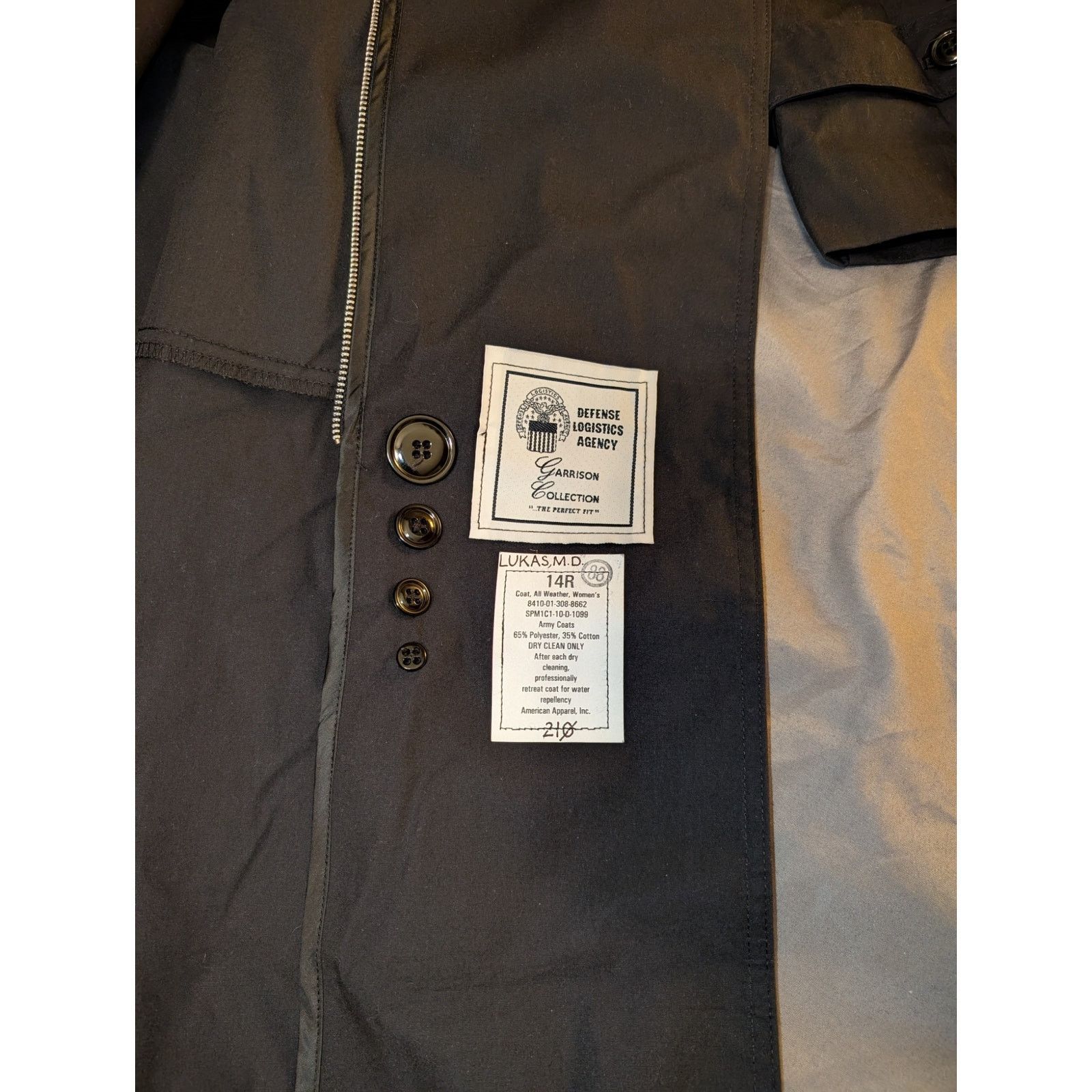 Alpha Industries Defense Logistics Agency Army Trench Coat Women's 14 R Size XL / US 12-14 / IT 48-50 - 7 Thumbnail