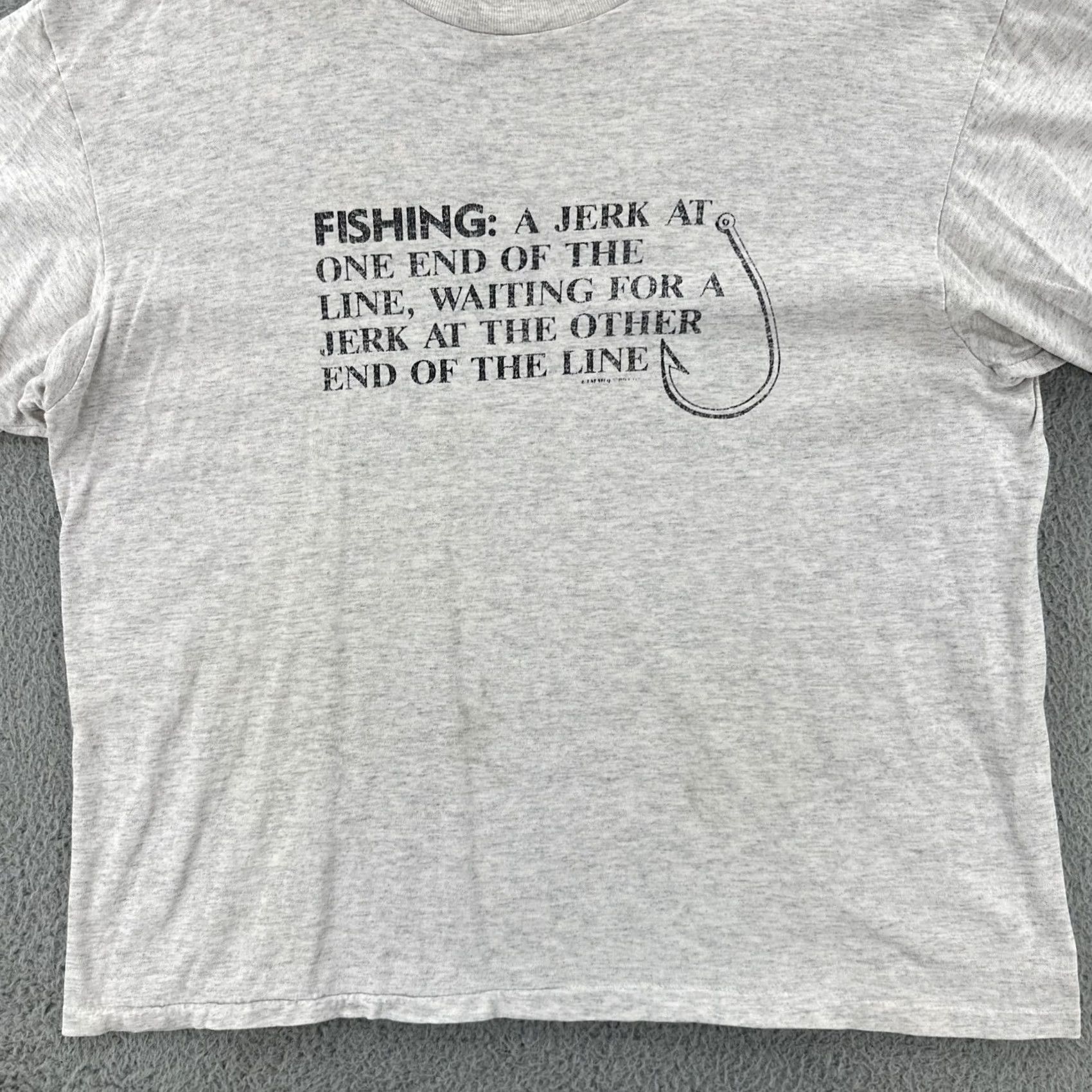 Delta Vintage Delta Mens XL Gray Single Stitch Made In USA Shirt 90s Fishing Humor Tee Size US XL / EU 56 / 4 - 4 Thumbnail