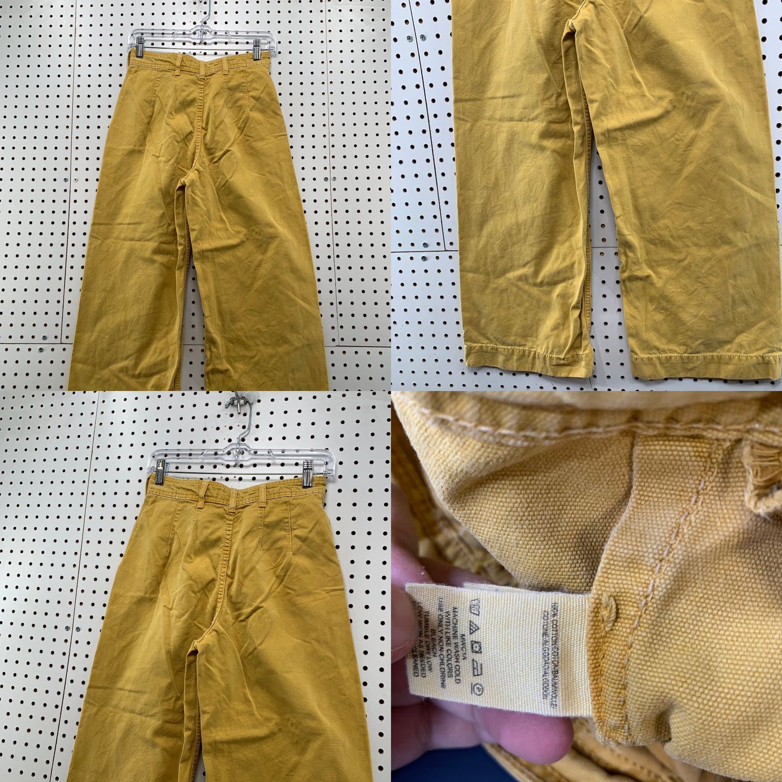 Vintage We The Free Pants Womens Patti Yellow 26x23.5 Cropped High Rise Wide Leg Size 26" / US 2 / IT 38 - 8 Thumbnail