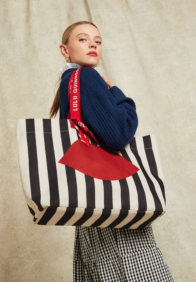 Other BLACK MULTI LULU LIP STRIPED TOTE BAG Size ONE SIZE - 1 Thumbnail