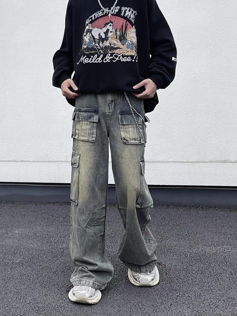 Japanese Brand × Jean Vintage Washed Workwear Straight Leg Loose Jeans Size US 32 / EU 48 - 2 Thumbnail