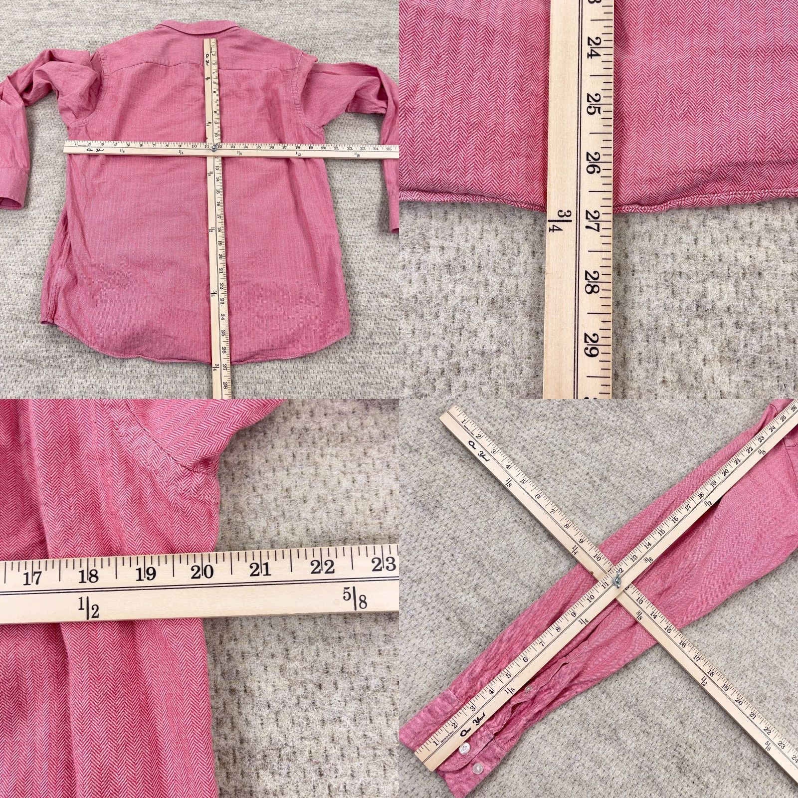 UNTUCKit UNTUCKit Shirt Men Large Pink Slim Fit Button Up Dress Casual Cotton Herringbone Size US L / EU 52-54 / 3 - 8 Thumbnail
