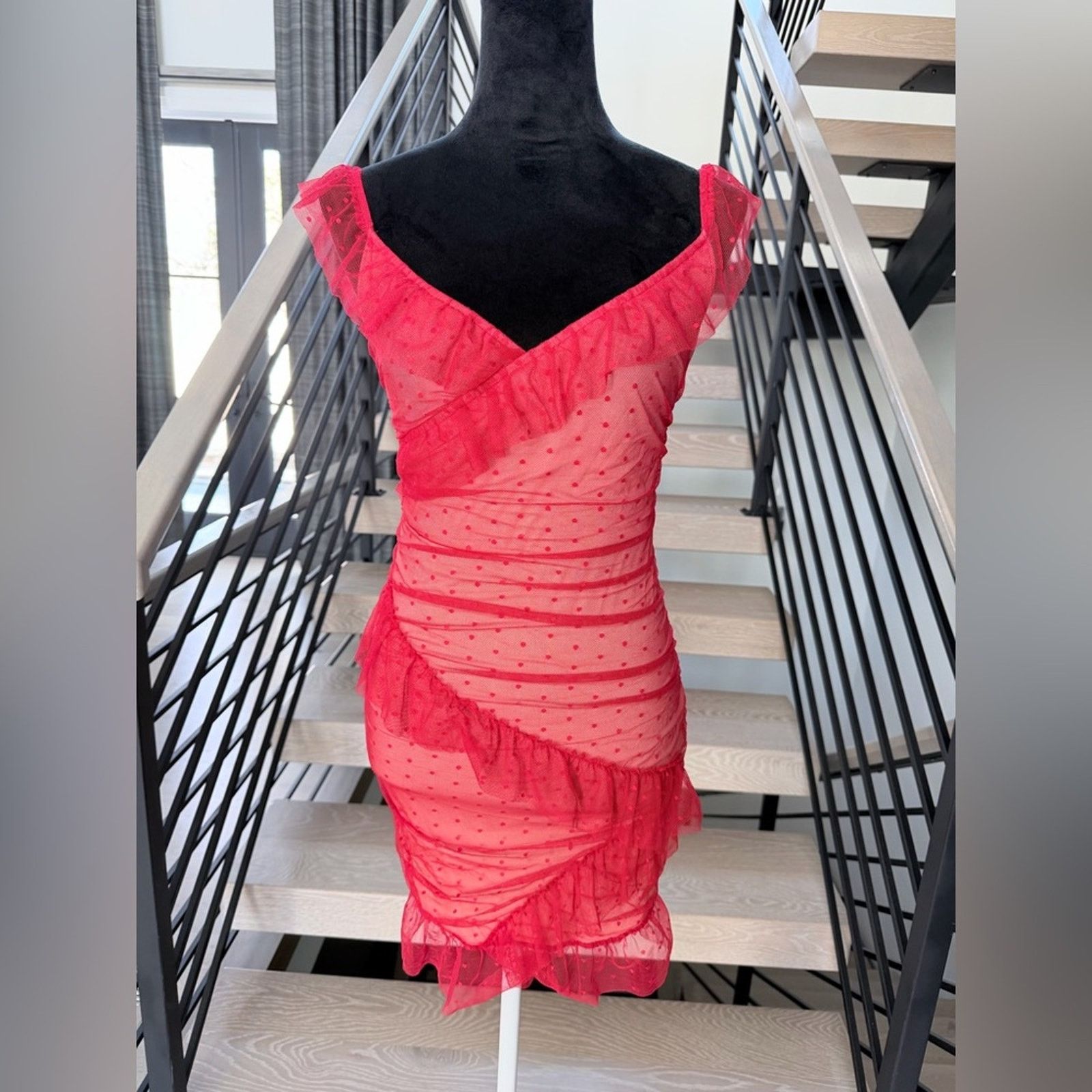 Other New Y2K Chic Mesh Polka Dot Red Dress size S Size S / US 4 / IT 40 - 4 Thumbnail