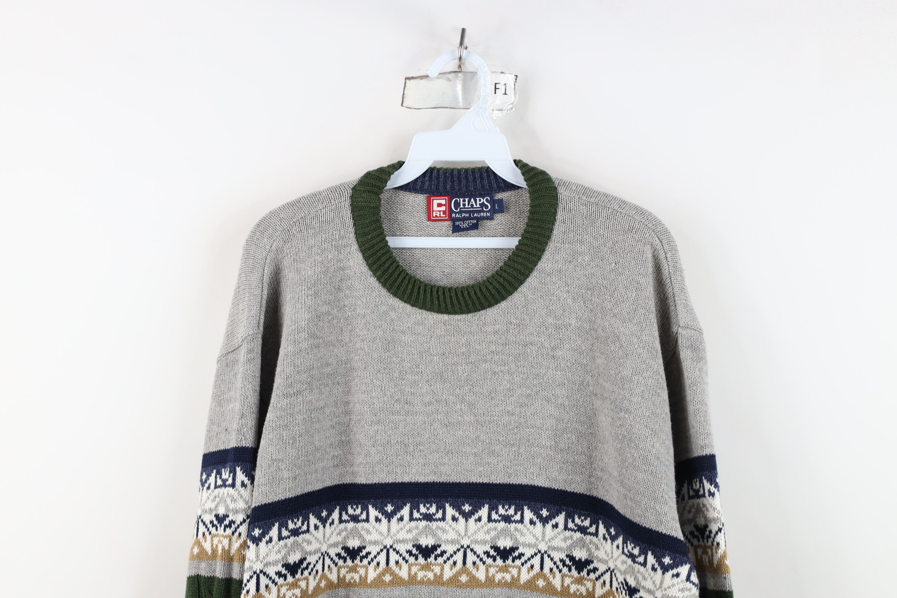 Ralph Lauren Vintage 90s Chaps Ralph Lauren Block Cable Knit Sweater Size US L / EU 52-54 / 3 - 2 Thumbnail
