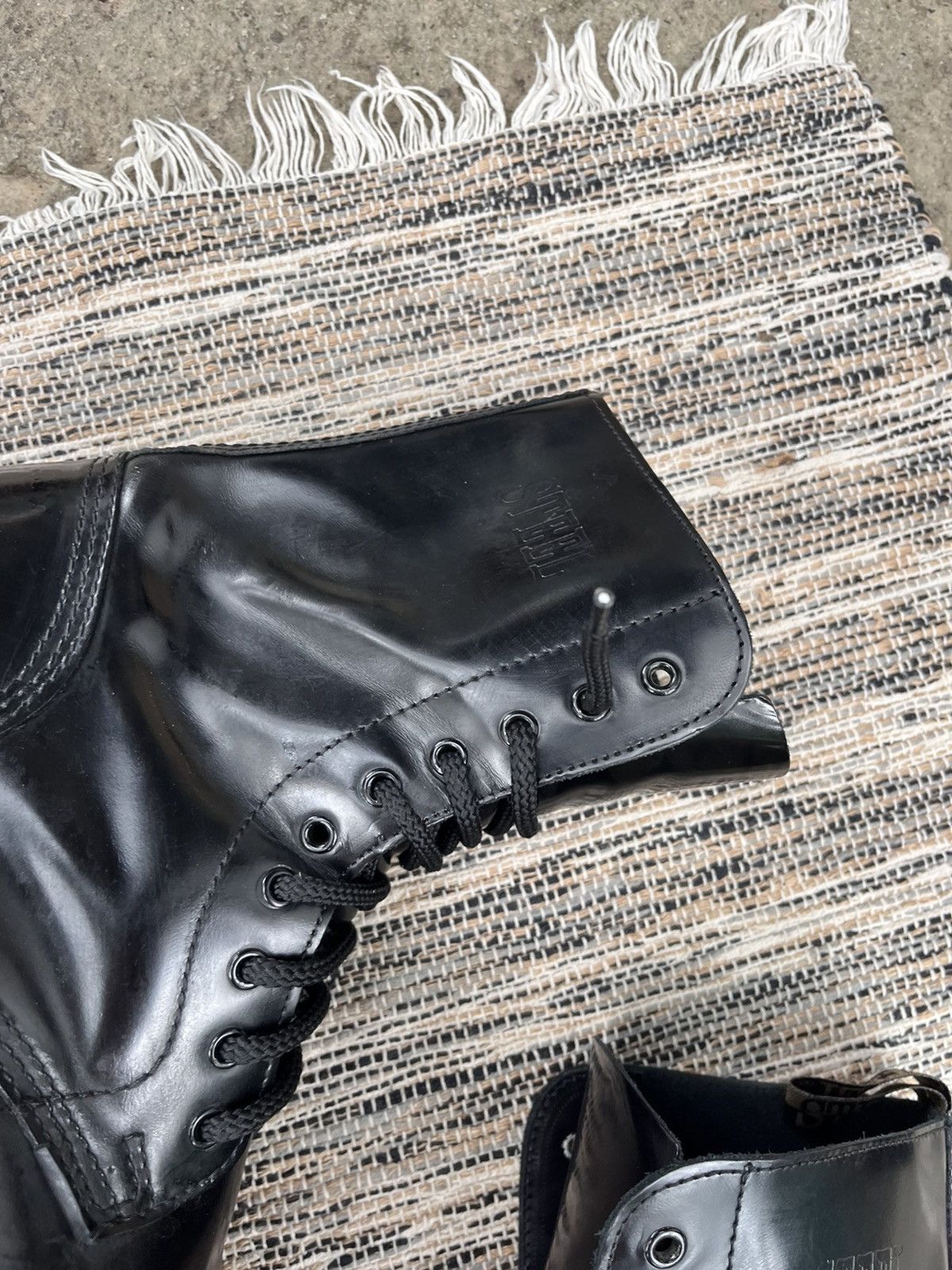 New Rock Vintage Steel Black Combat High Boots Military Biker Y2K Size US 10.5 / EU 43-44 - 9 Thumbnail