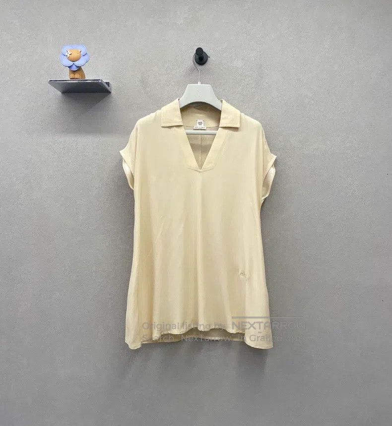 Hermes Hermes Ivory V-neck short-sleeve dress Size XXS / US 00 / IT 34 - 1 Thumbnail