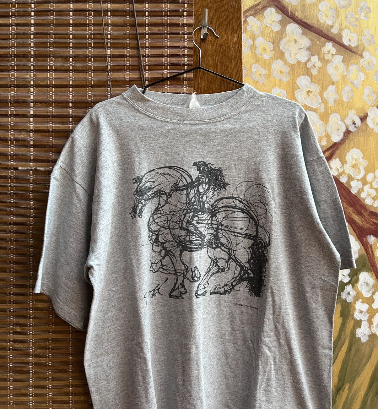 Vintage Vintage 1997 Salvador Dali Horse Rider Sketch Drawing Tee Size US L / EU 52-54 / 3 - 3 Thumbnail