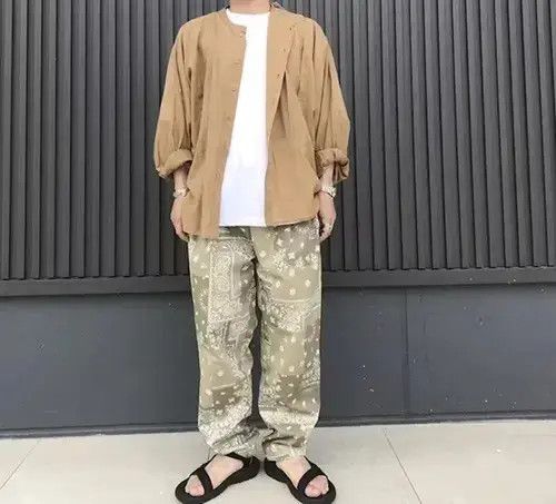 Japanese Brand 20AW Indigo Union Japan Khaki Bandana Paisley Relaxed Pants Size US 31 - 2 Thumbnail