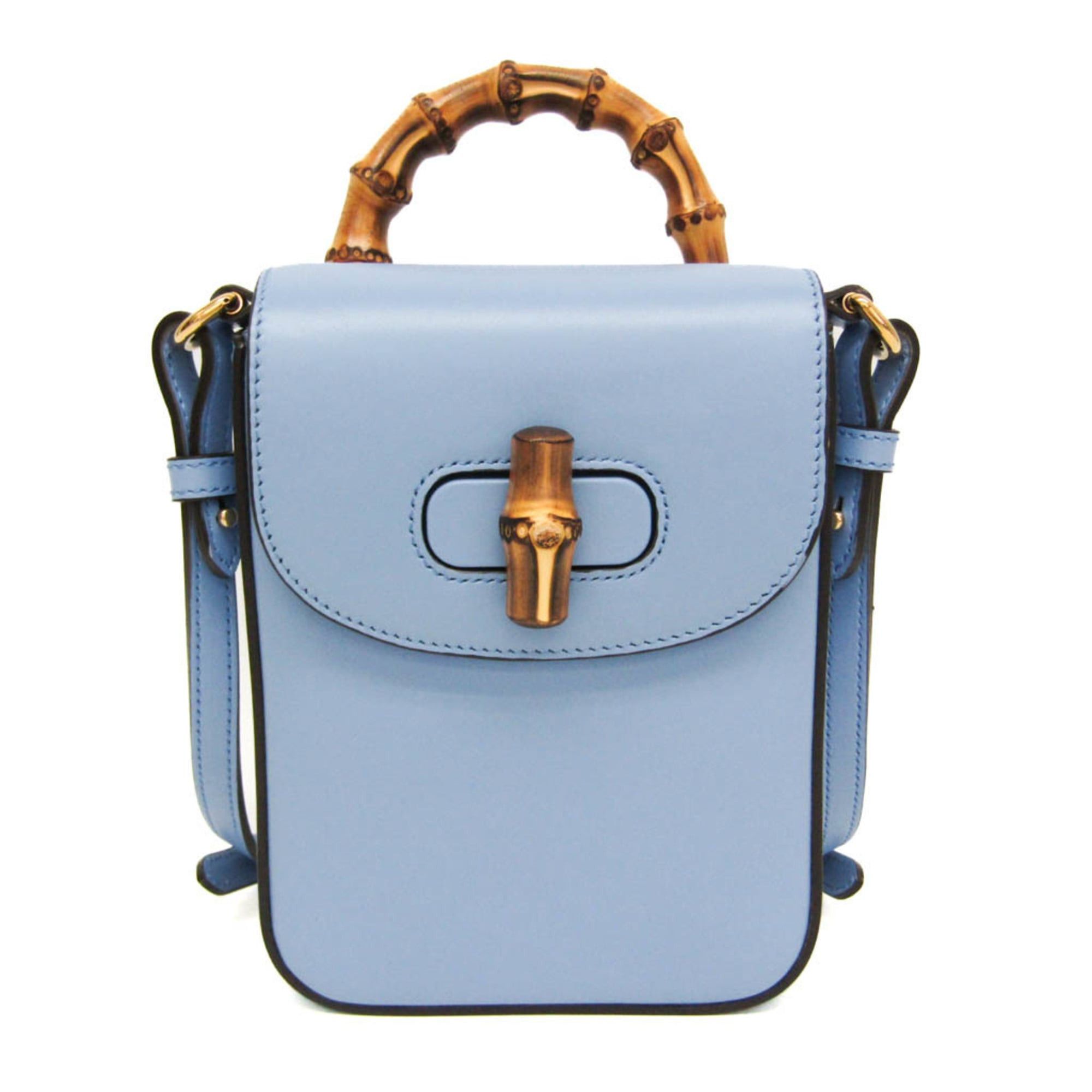 Gucci Gucci Bamboo 702106 Women's Leather Backpack,Handbag,Shoulder Bag Blue Size ONE SIZE - 1 Thumbnail
