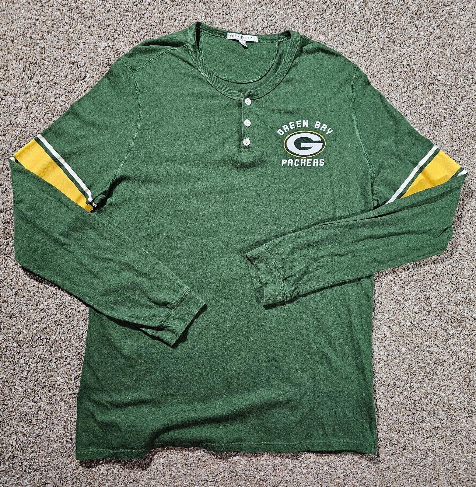 Designer Green Bay Packers 3 button LS henley XL shirt Junk food Size ONE SIZE - 1 Thumbnail