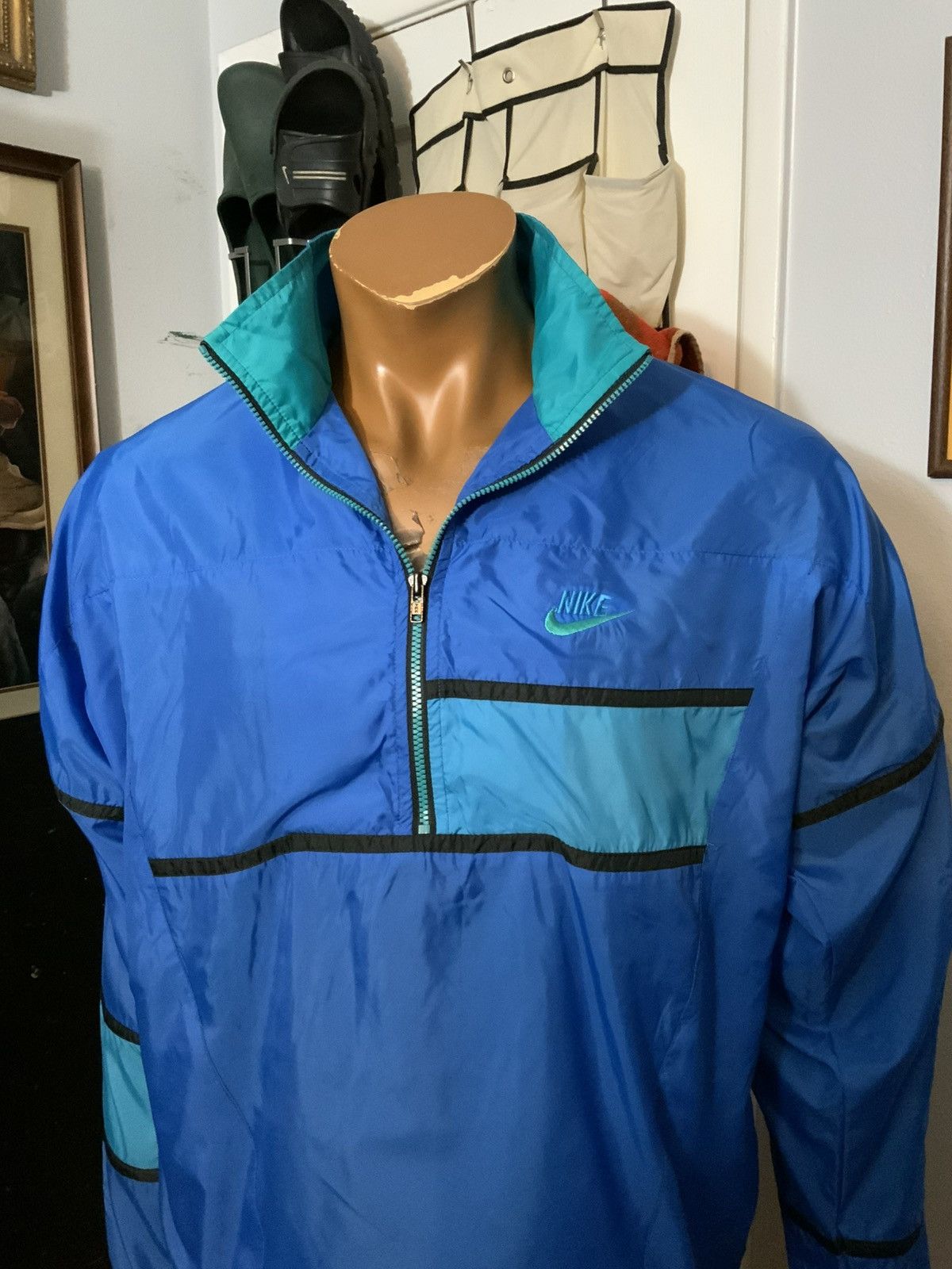 Nike × Vintage VTG 90s Nike Gray Tag Windbreaker 1/4 Zip Pullover Jacket Size US M / EU 48-50 / 2 - 7 Thumbnail