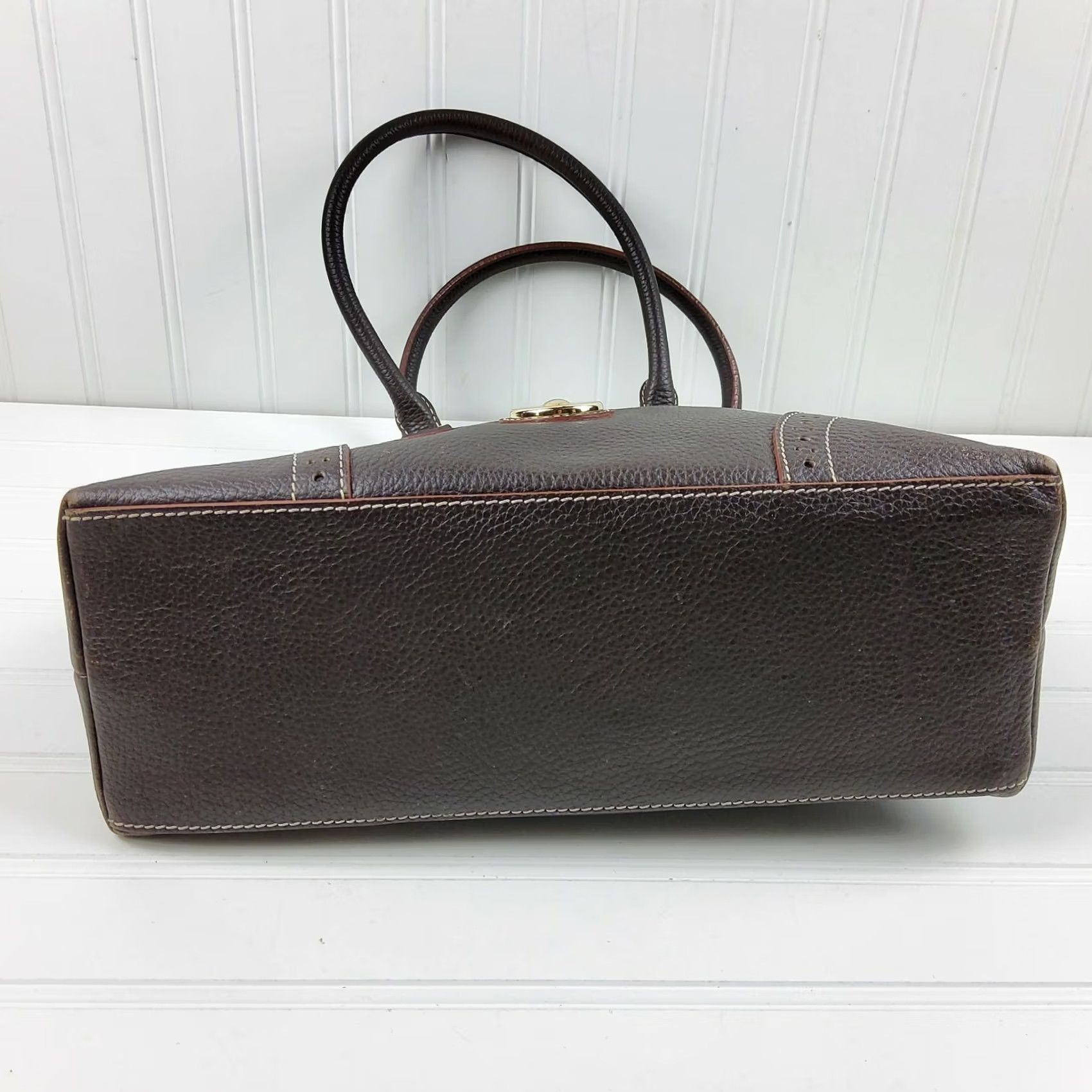 Dooney & Bourke Dooney & Bourke Pebbled Leather Satchel Shoulder Handbag Purse Brown Medium Women Bag Satchel Leather Brown Pebble Pattern 90s? Size ONE SIZE - 6 Thumbnail