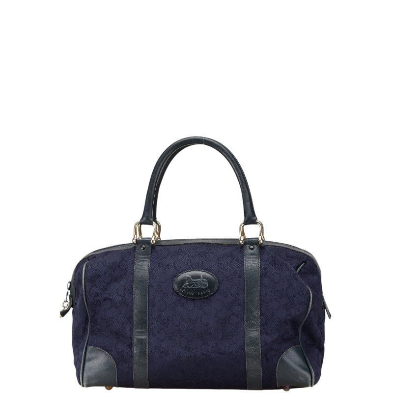 Celine Celine C Macadam Canvas Leather Handbag Mini Boston Bag Canvas Handbag in Blue, Women's