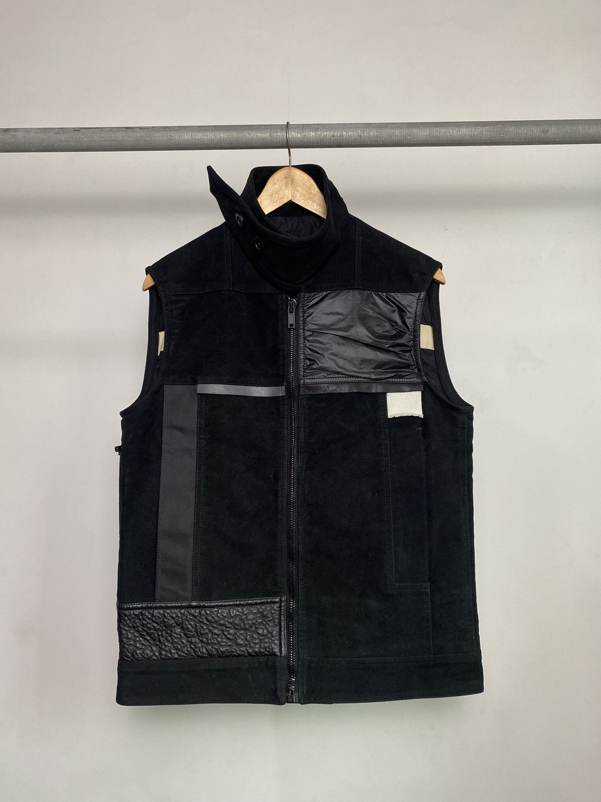 Rick Owens Panelled Multifabric/Leather Gilet Vest
