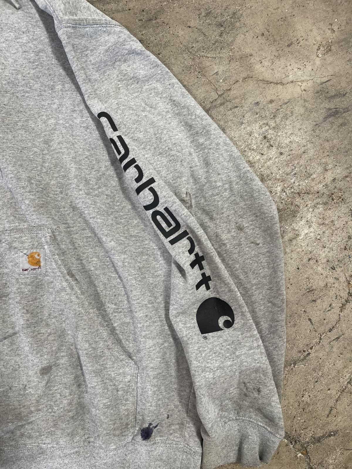 Carhartt × Carhartt Wip × Vintage PAINT DISTRESSED CARHARTT HOODIE Size US L / EU 52-54 / 3 - 4 Thumbnail