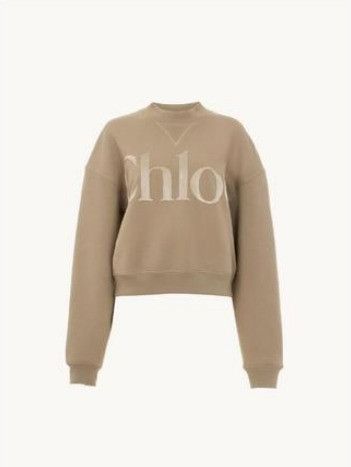 Chloe o1loc1c11025 Logo Crewneck Sweatshirt in Powder Grey Size M / US 6-8 / IT 42-44 - 1 Thumbnail