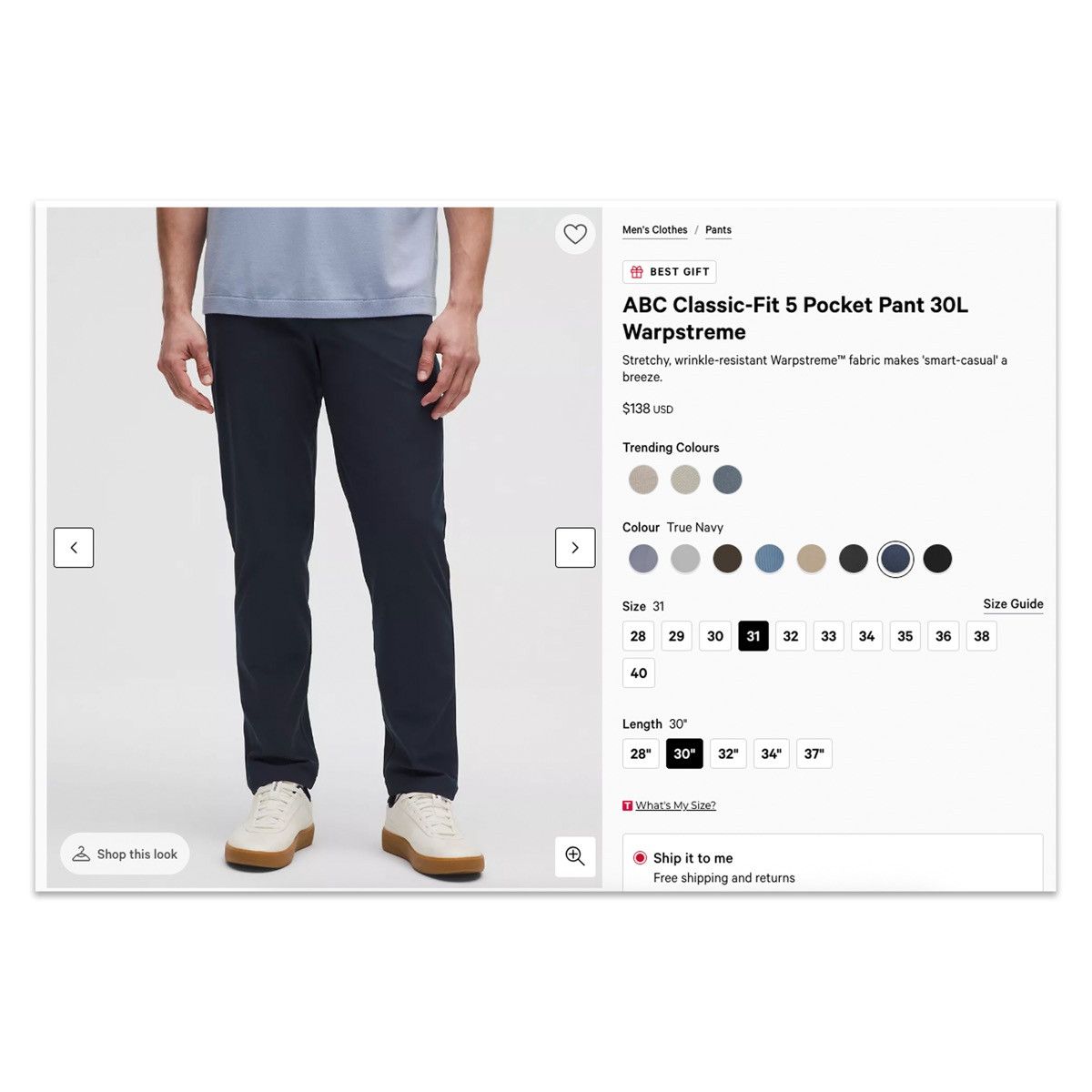 Lululemon ABC Classic-Fit 5 Pocket Pant ($138 Retail) Size US 31 - 4 Thumbnail
