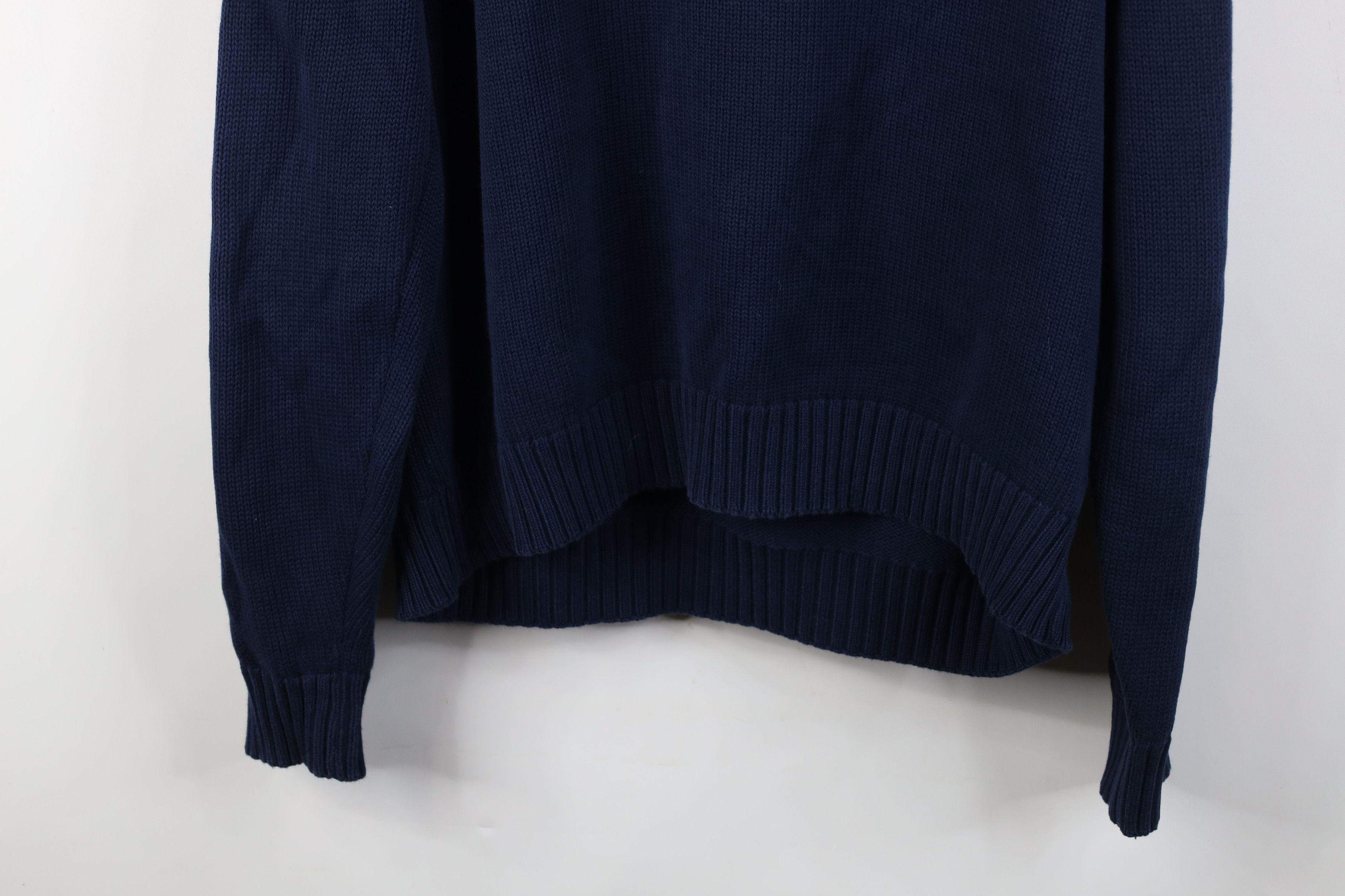Lands' End Vintage 90s Lands End Ribbed Knit V-Neck Sweater Blue USA Size US L / EU 52-54 / 3 - 14 Thumbnail