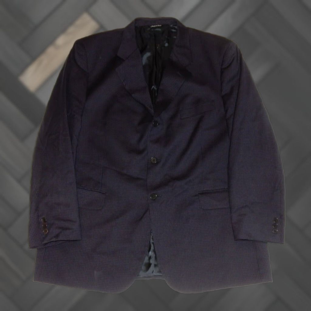 Vintage D'Urban Men's Checkered Blazer Sport Coat Jacket Blue 46R Regular Wool Size 46R - 1 Thumbnail