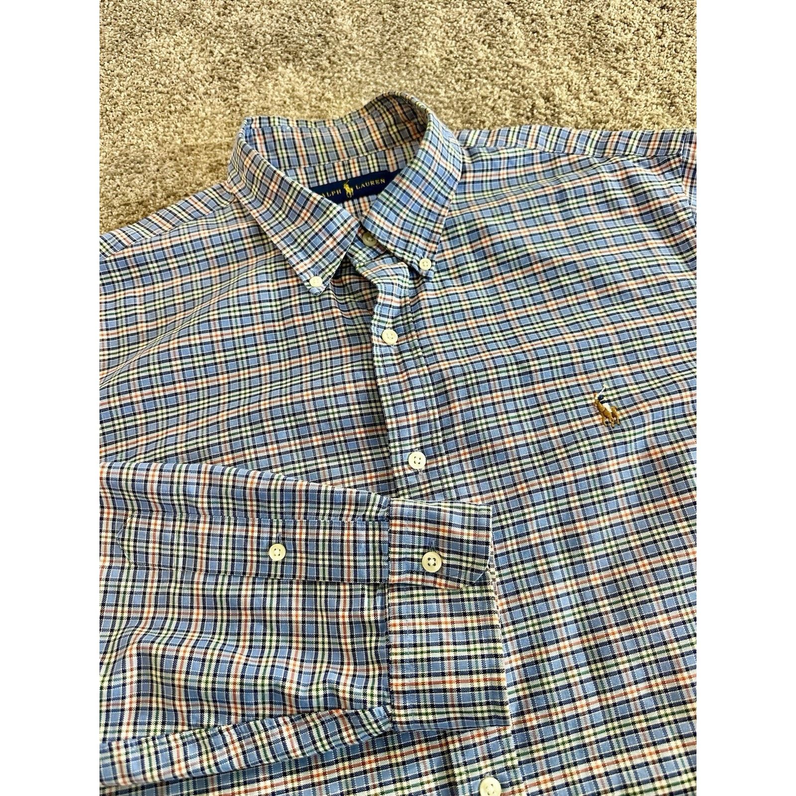 Polo Ralph Lauren Ralph Lauren Dress Shirt Mens XL Plaid Flesh Pony Size US XL / EU 56 / 4 - 1 Thumbnail