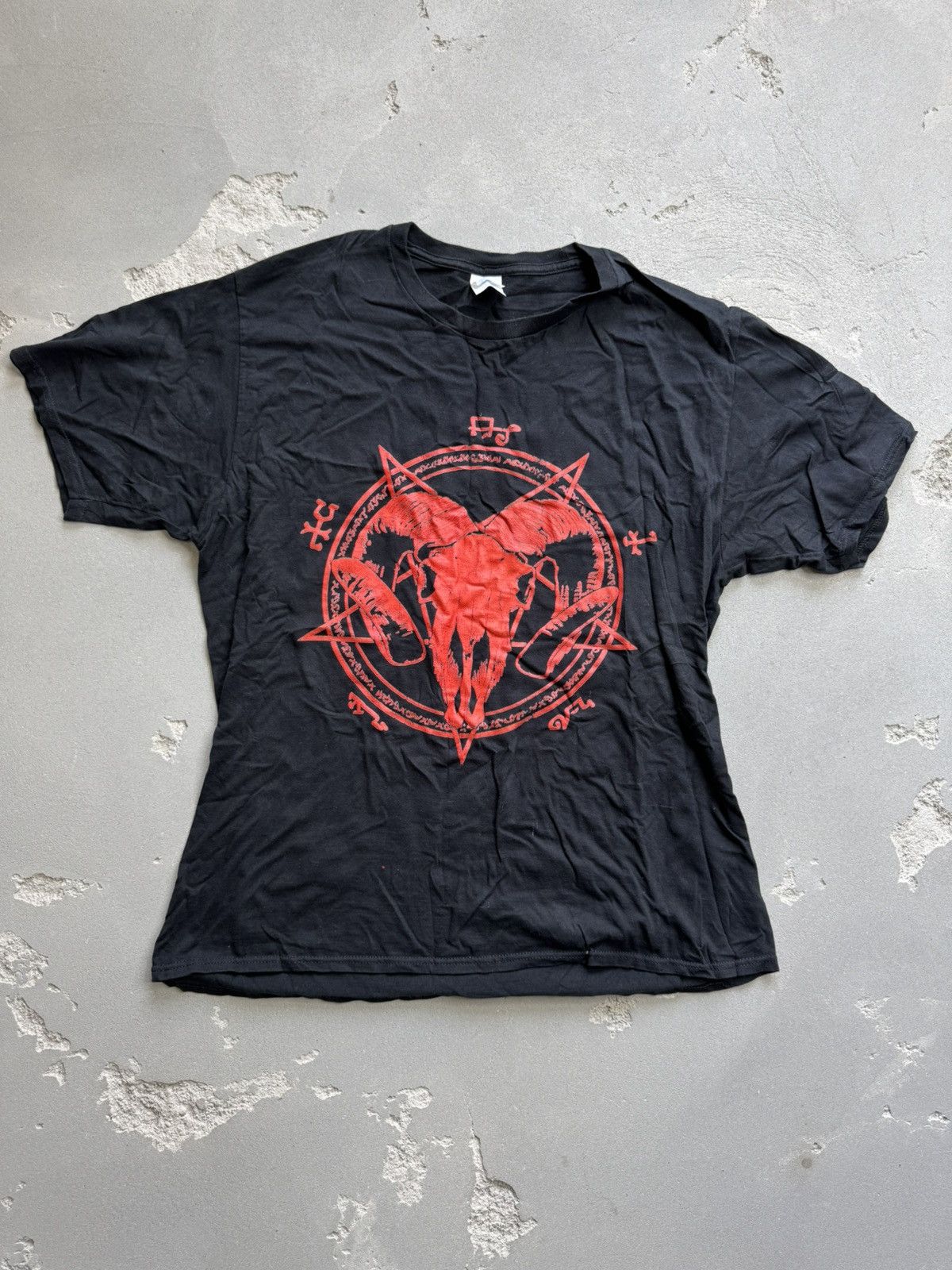 Vintage Pentagram Five Poin Star Wiccan Demonic Satanist T Shirt Size US L / EU 52-54 / 3 - 3 Thumbnail